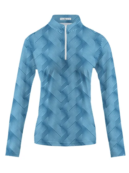 Cherryswing Women's Golf Water Ripples Long Sleeve Polo Shirt
