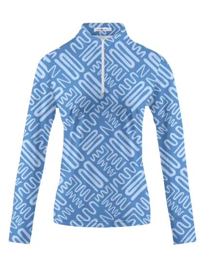 Cherryswing Women's Golf Line Printing Long Sleeve Polo Shirt