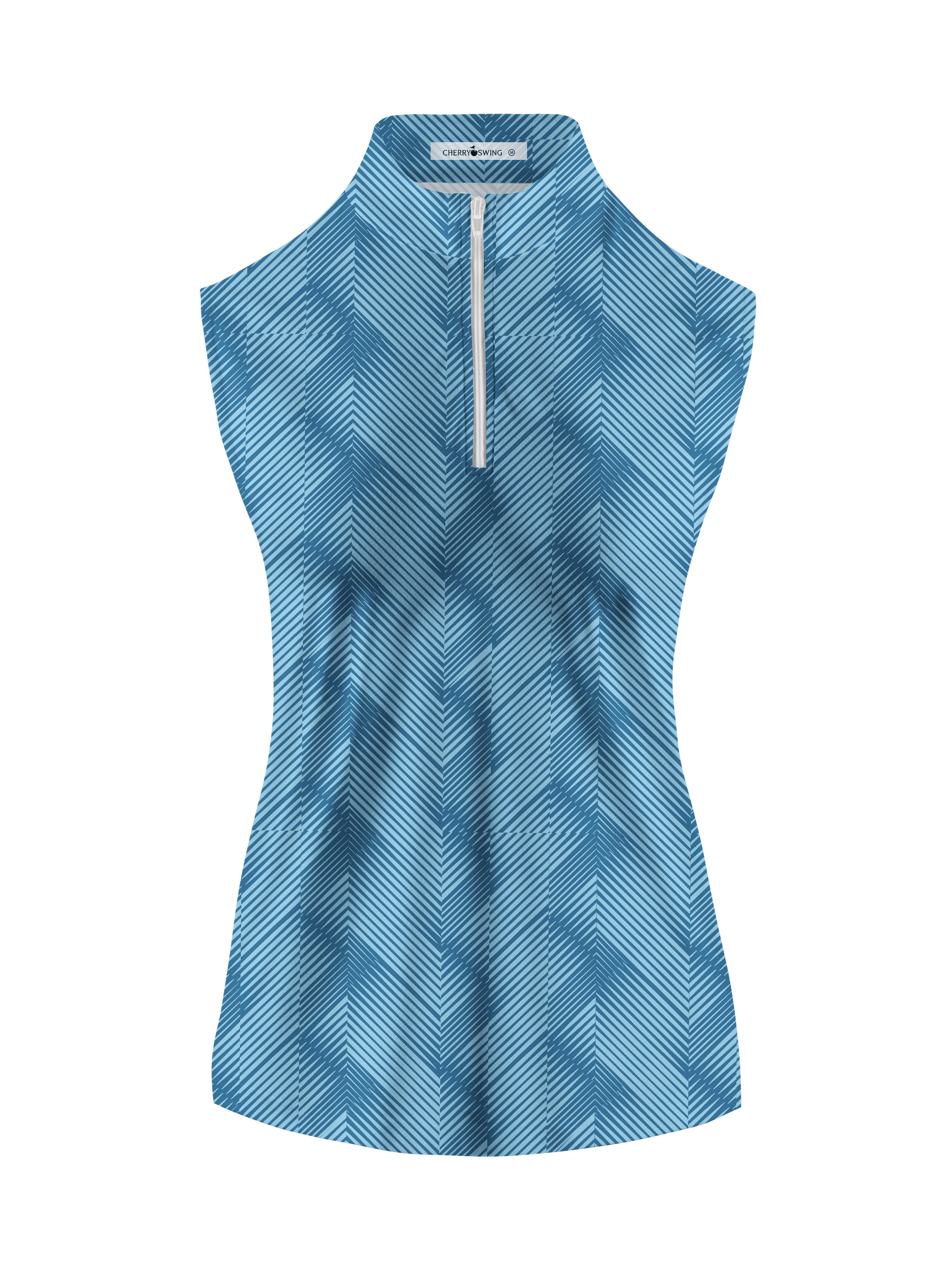 Cherryswing Women's Sleeveless Water Ripples Golf Polo Shirt