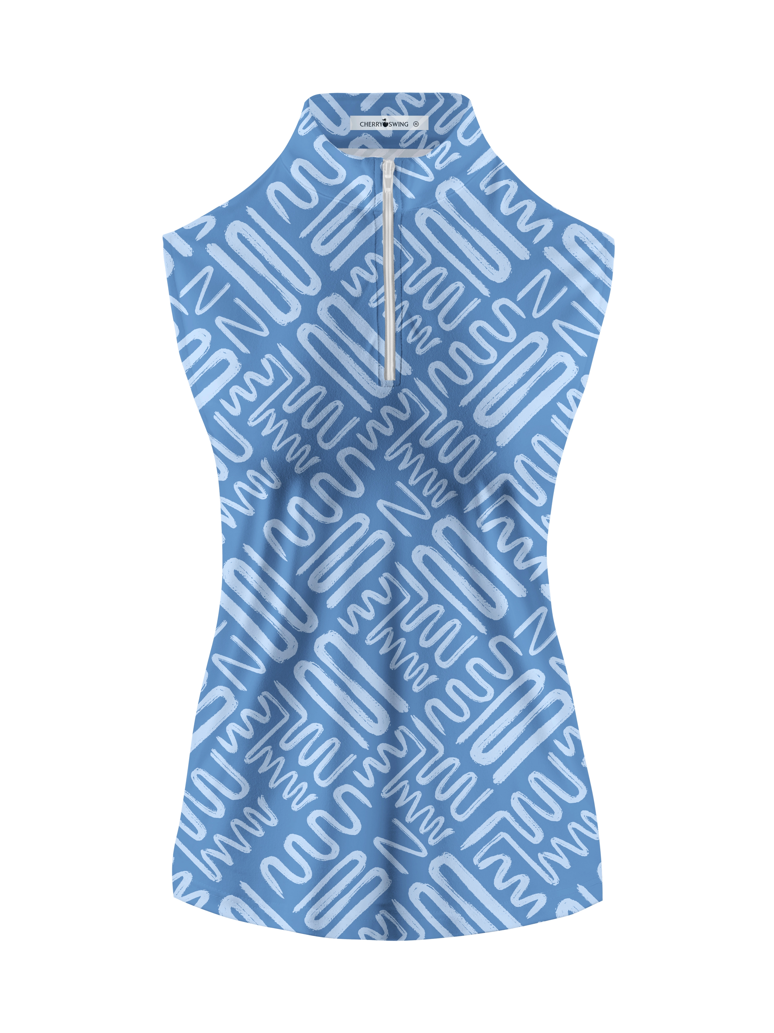 Cherryswing Women's Sleeveless Line Printing Golf Polo Shirt