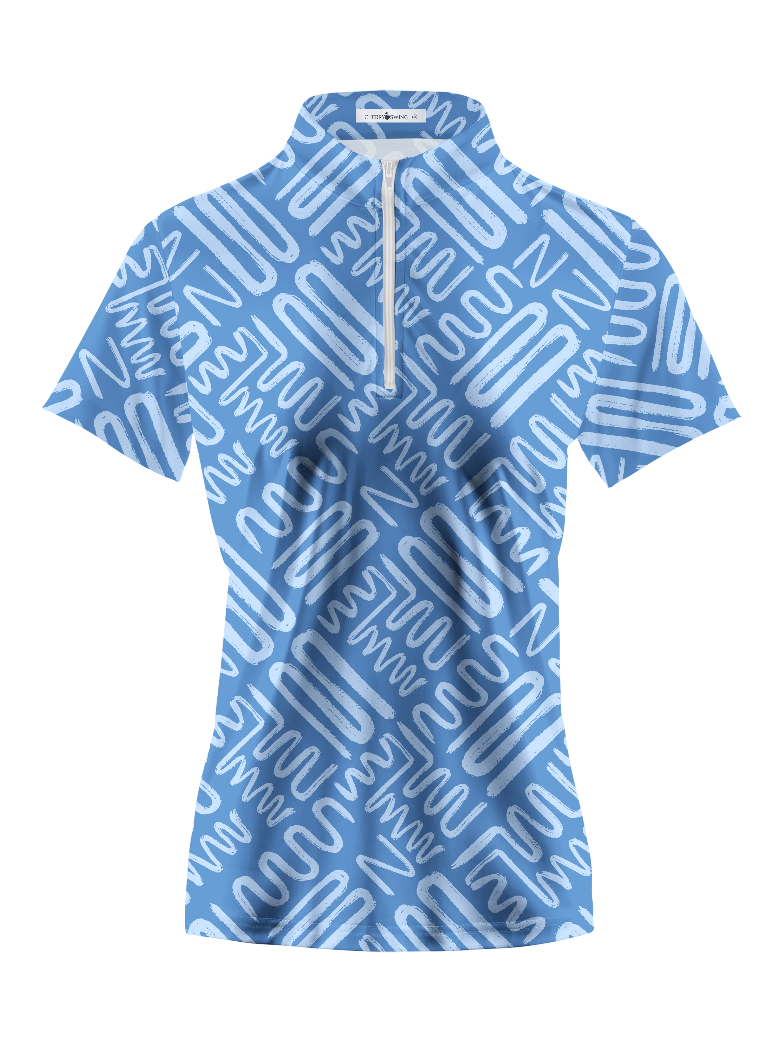 Cherryswing Women's Line Printing Golf Short Sleeve Polo Shirt