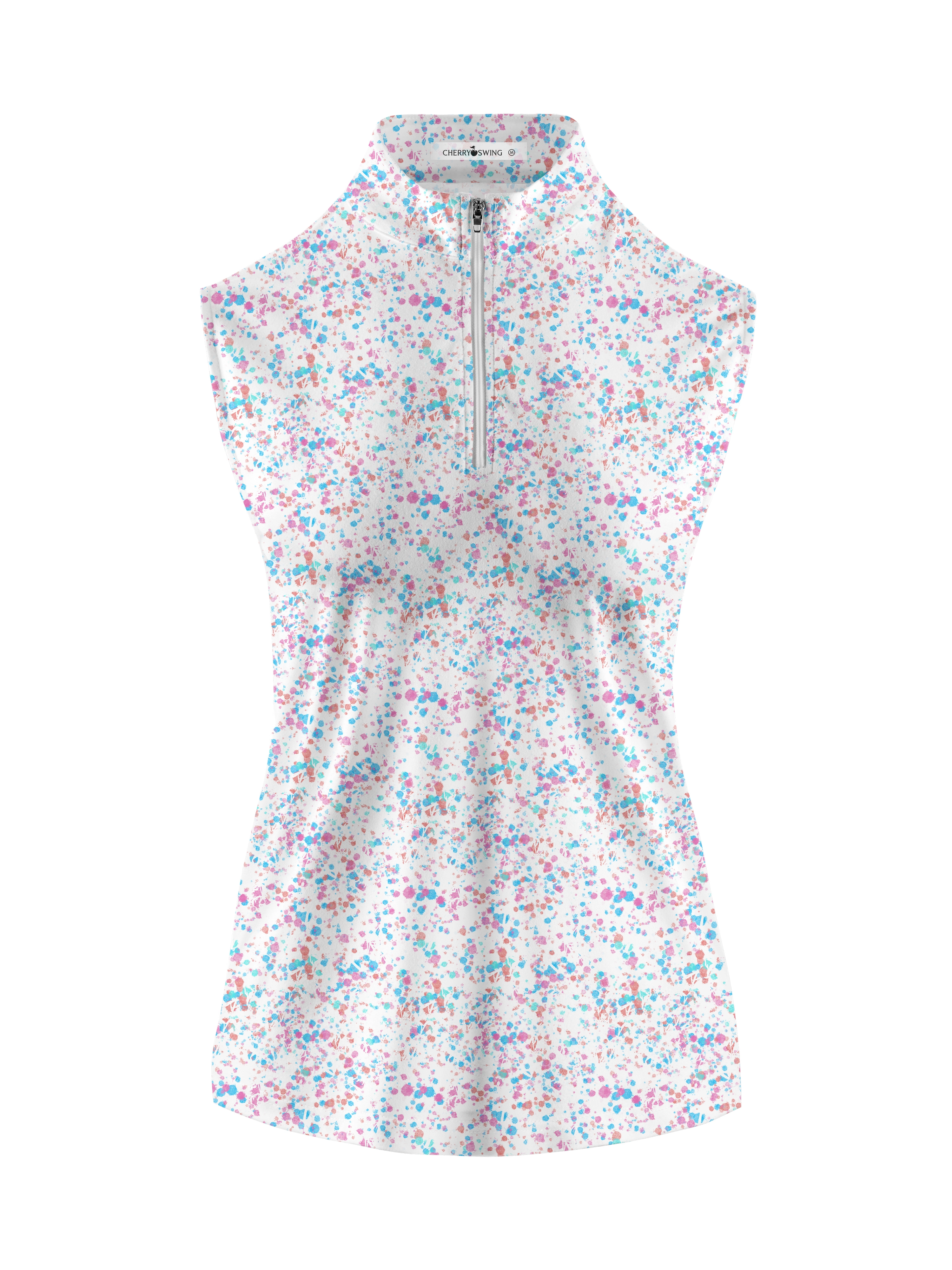 Cherryswing Women's Ink Splash Sleeveless Golf Polo Shirt