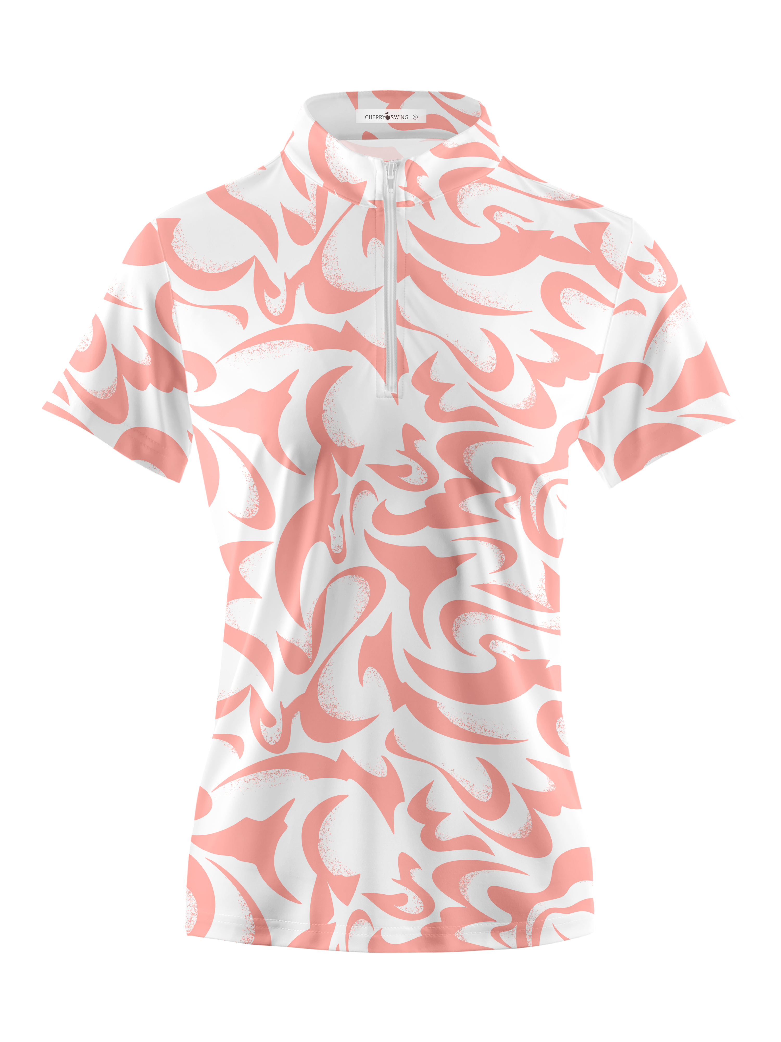 Cherryswing Women's  Coral Bloom Abstract Golf Short Sleeve Polo Shirt