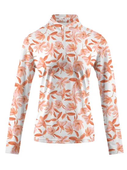 Cherryswing Women's Autumn Blossom Long Sleeve Polo Shirt