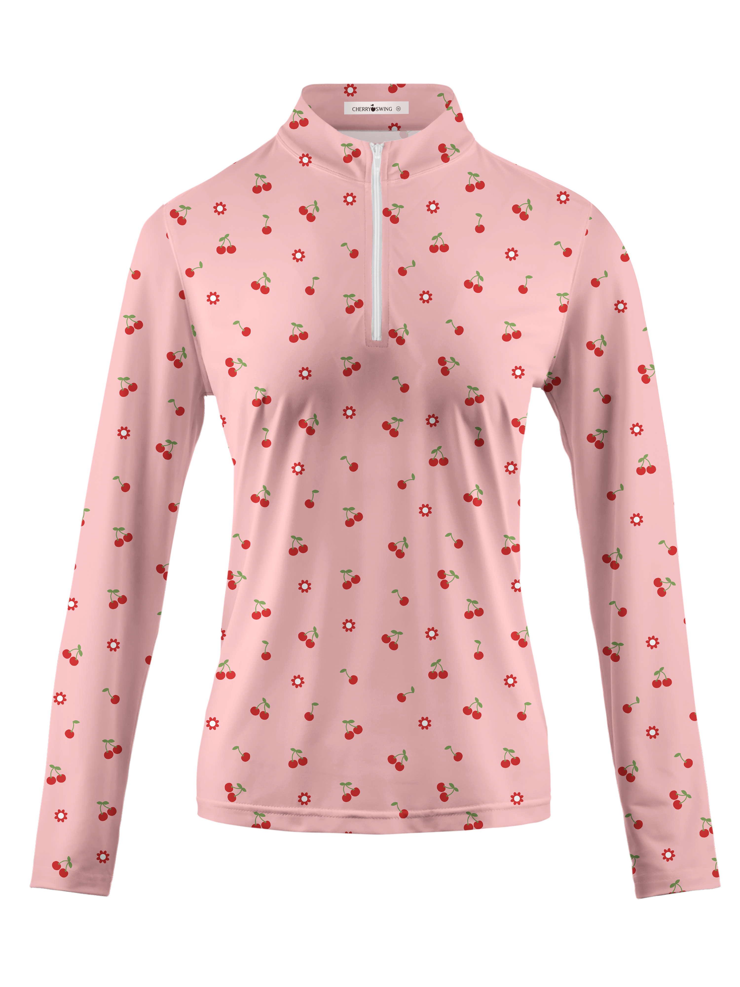 Cherryswing Women's Cherries Long Sleeve Golf Polo Shirt