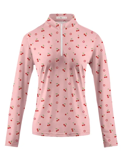 Cherryswing Women's Cherries Long Sleeve Golf Polo Shirt