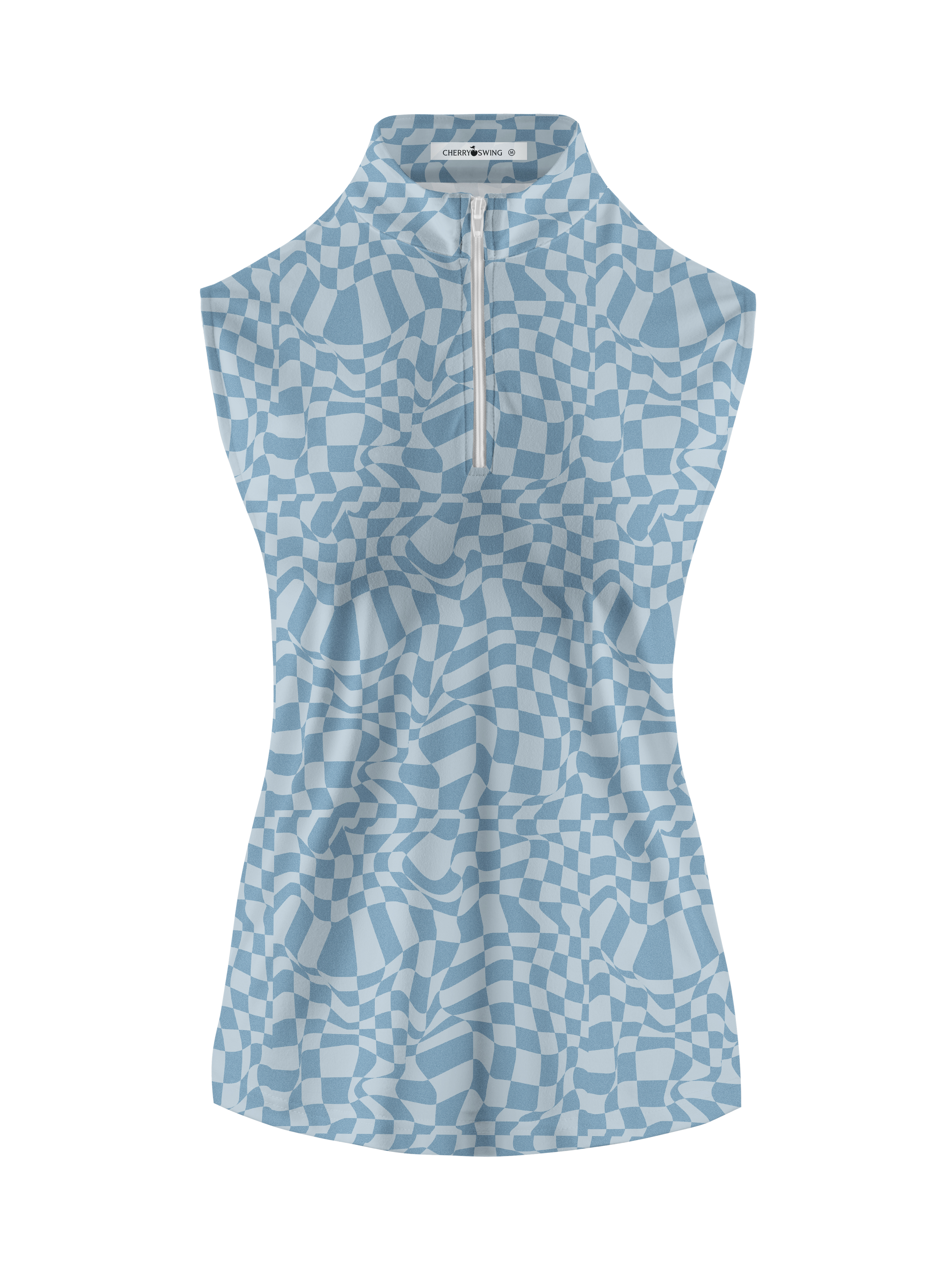 Cherryswing Women's Distorted Plaid Sleeveless Golf Shirt