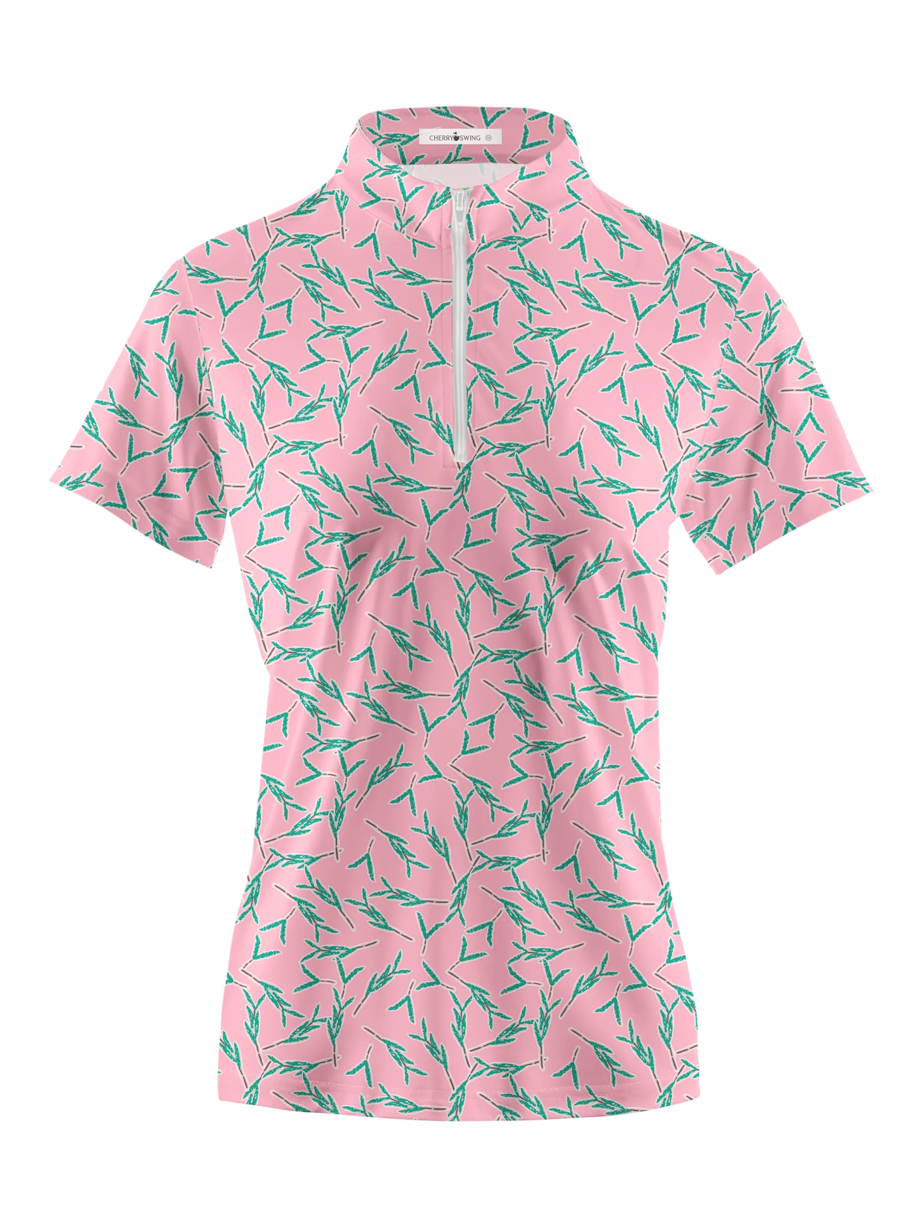 Cherryswing Women's Floral Symphony Sleeveless Golf ShirtShort Sleeve 