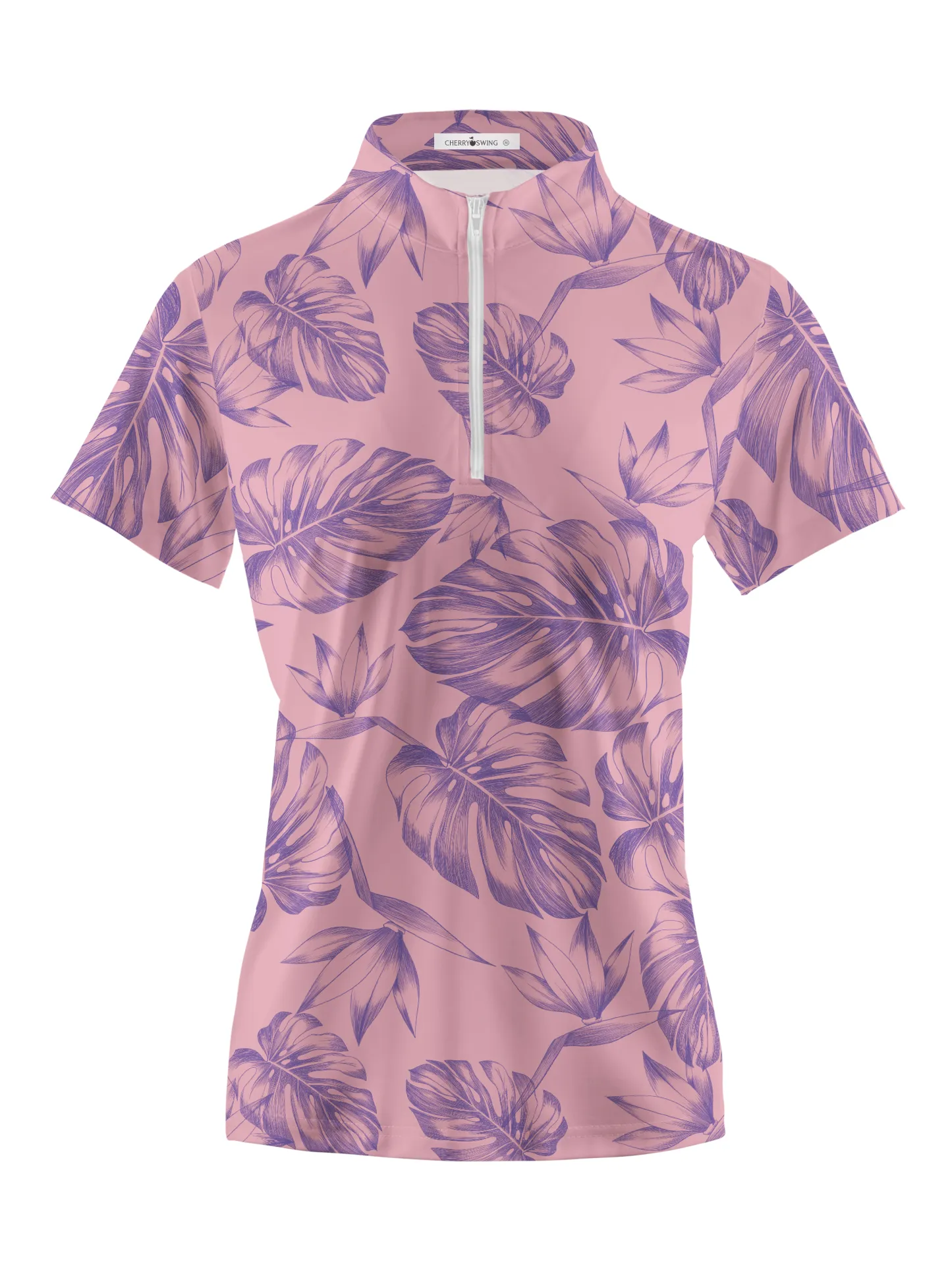 Cherryswing Women's Floral Symphony Sleeveless Golf ShirtShort Sleeve 
