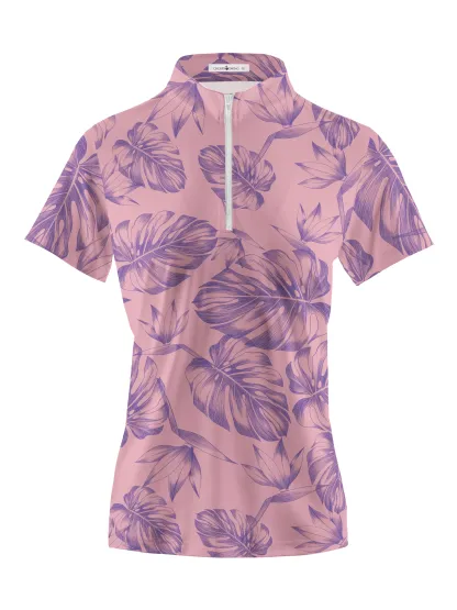 Cherryswing Women's  Mint Green Golf Print Short Sleeve Golf Shirt