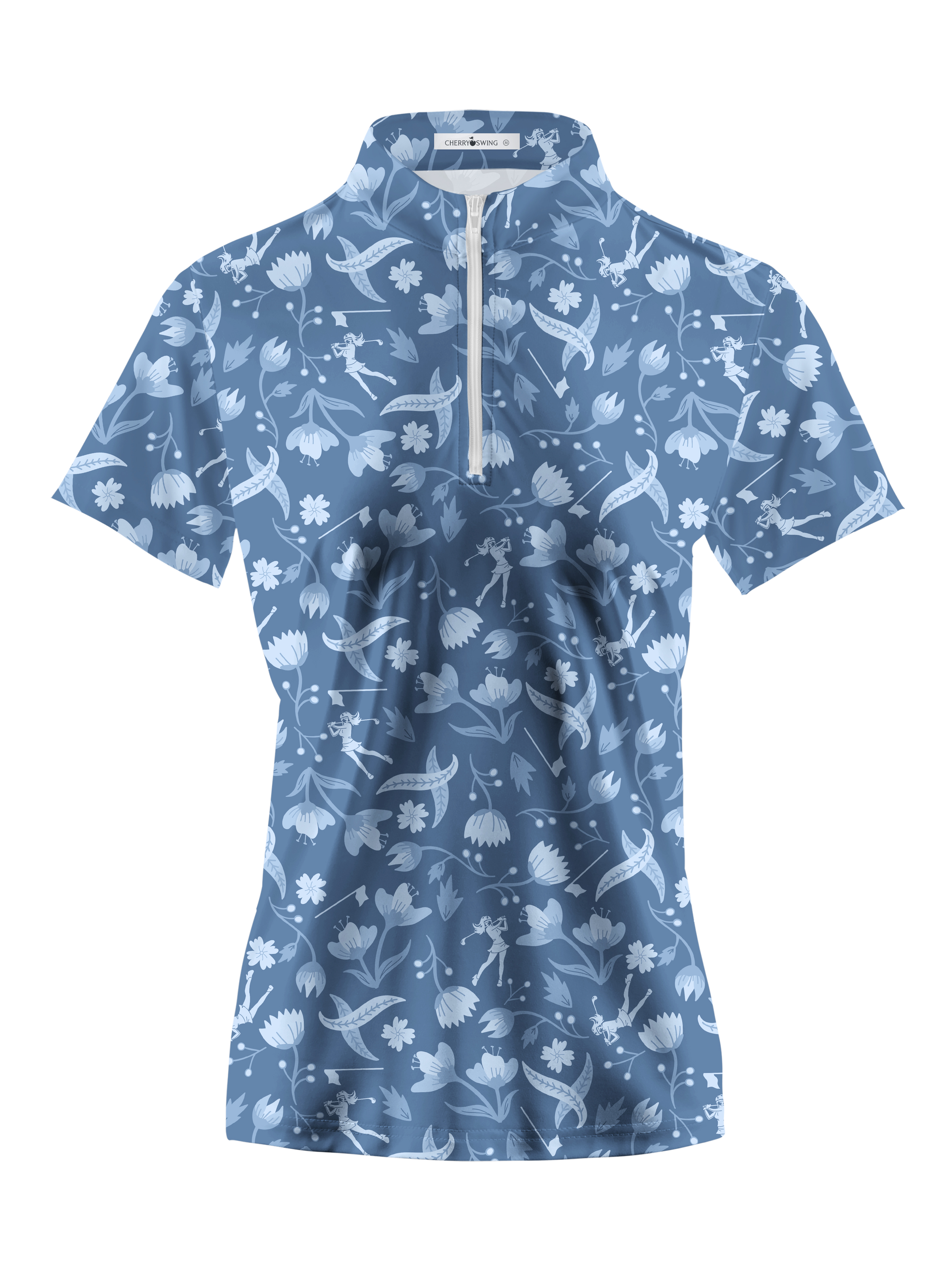 Cherryswing Women's Floral and Bird Patterns Short Sleeve Golf Shirt