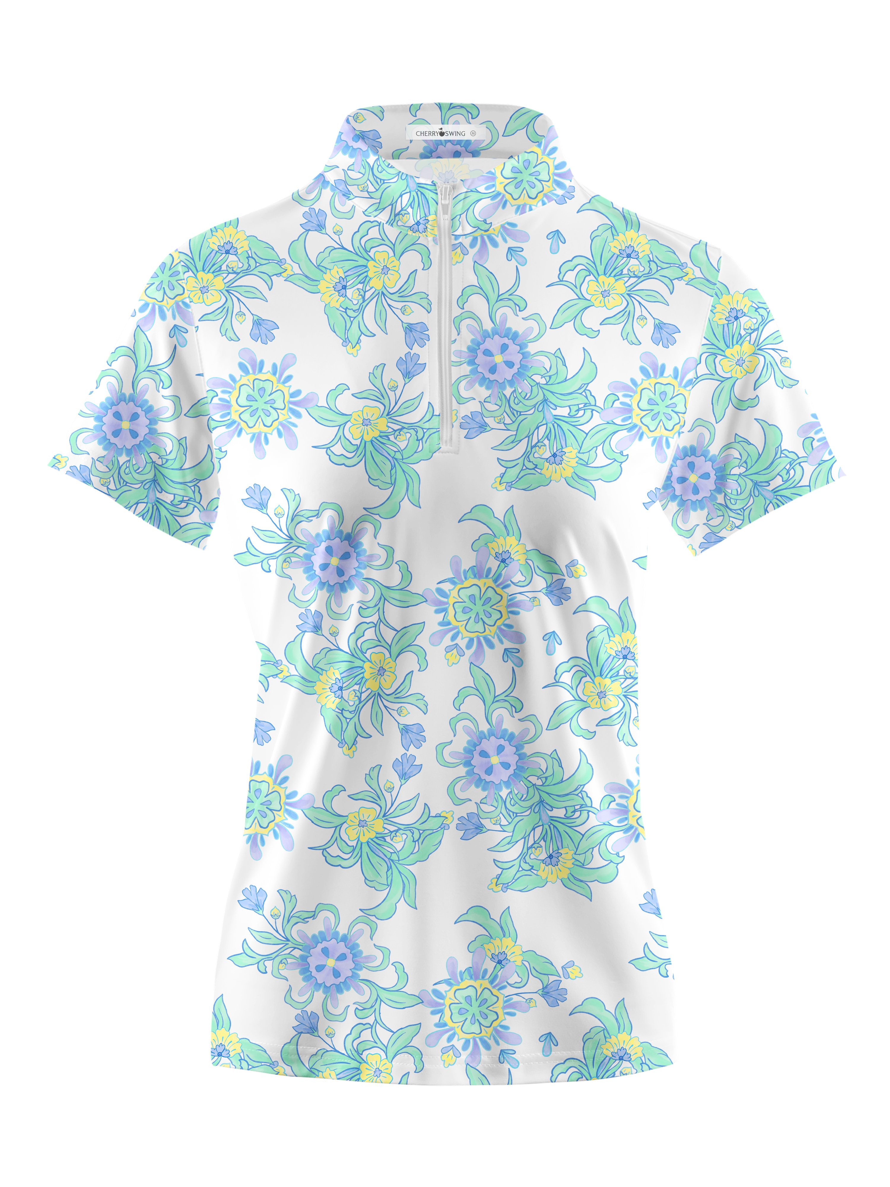 Cherryswing Women's Floral Symphony Sleeveless Golf ShirtShort Sleeve 