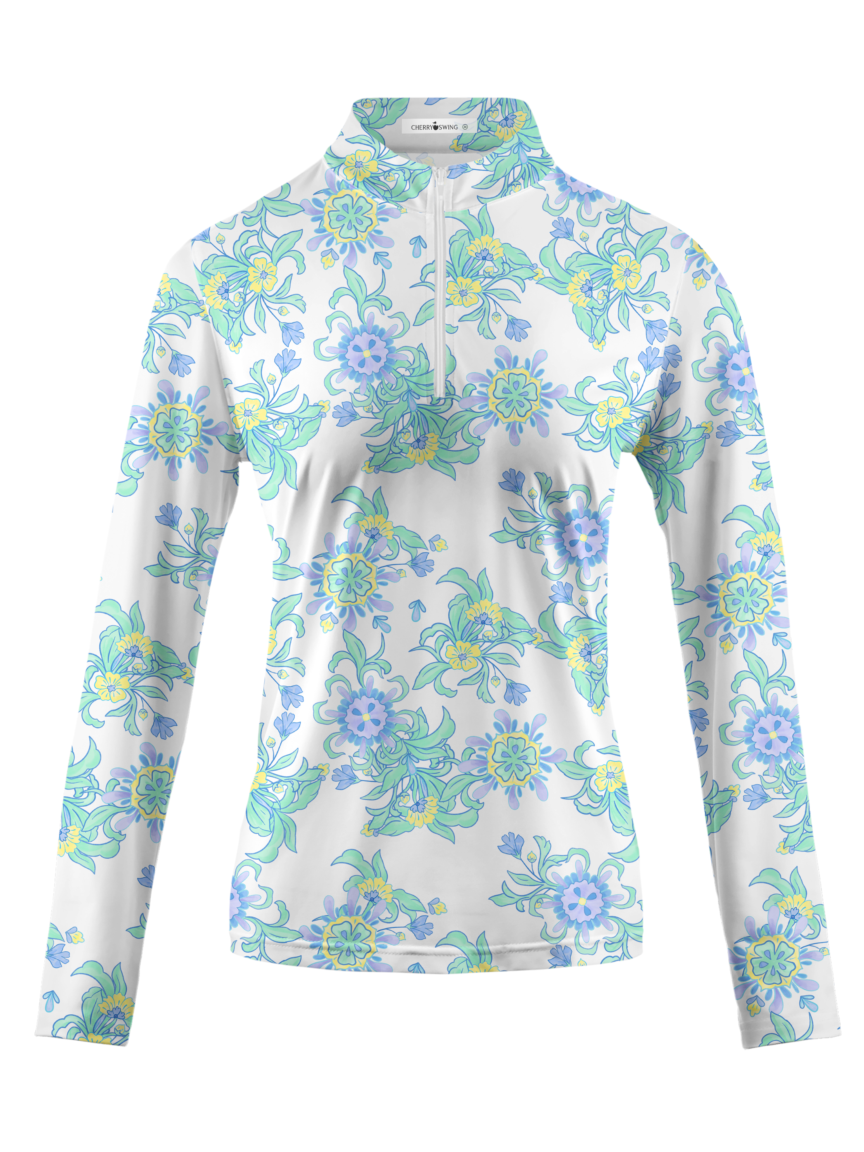 [Copy]Cherryswing Women's Gradient Color FlowersLong Sleeve Golf Polo 