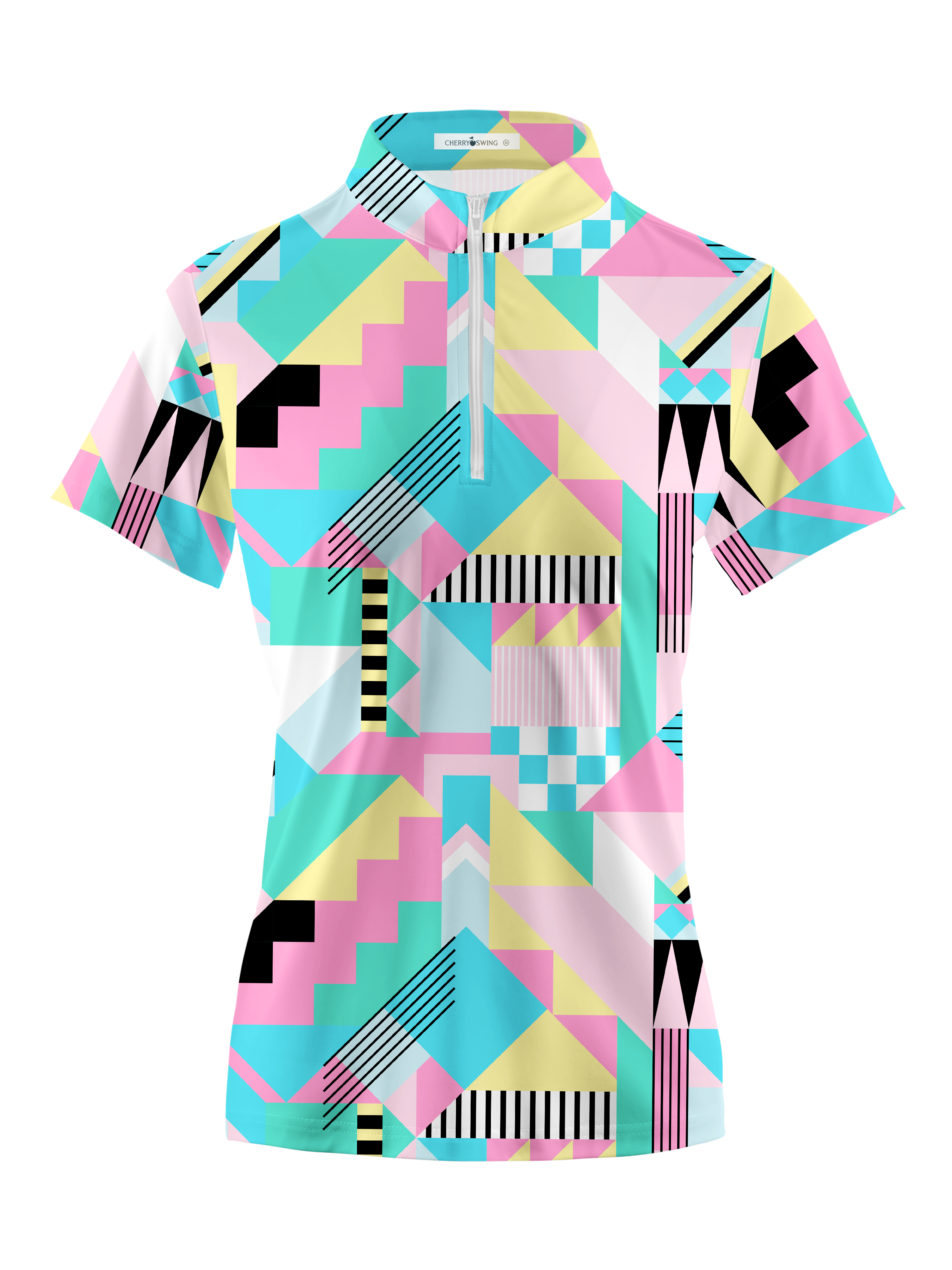 Cherryswing Women's Geometric Patterns Short Sleeve Golf Shirt