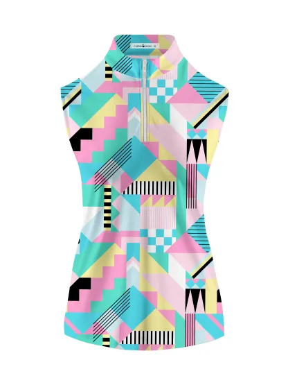 Cherryswing Women's Geometric Patterns Sleeveless Golf Shirt