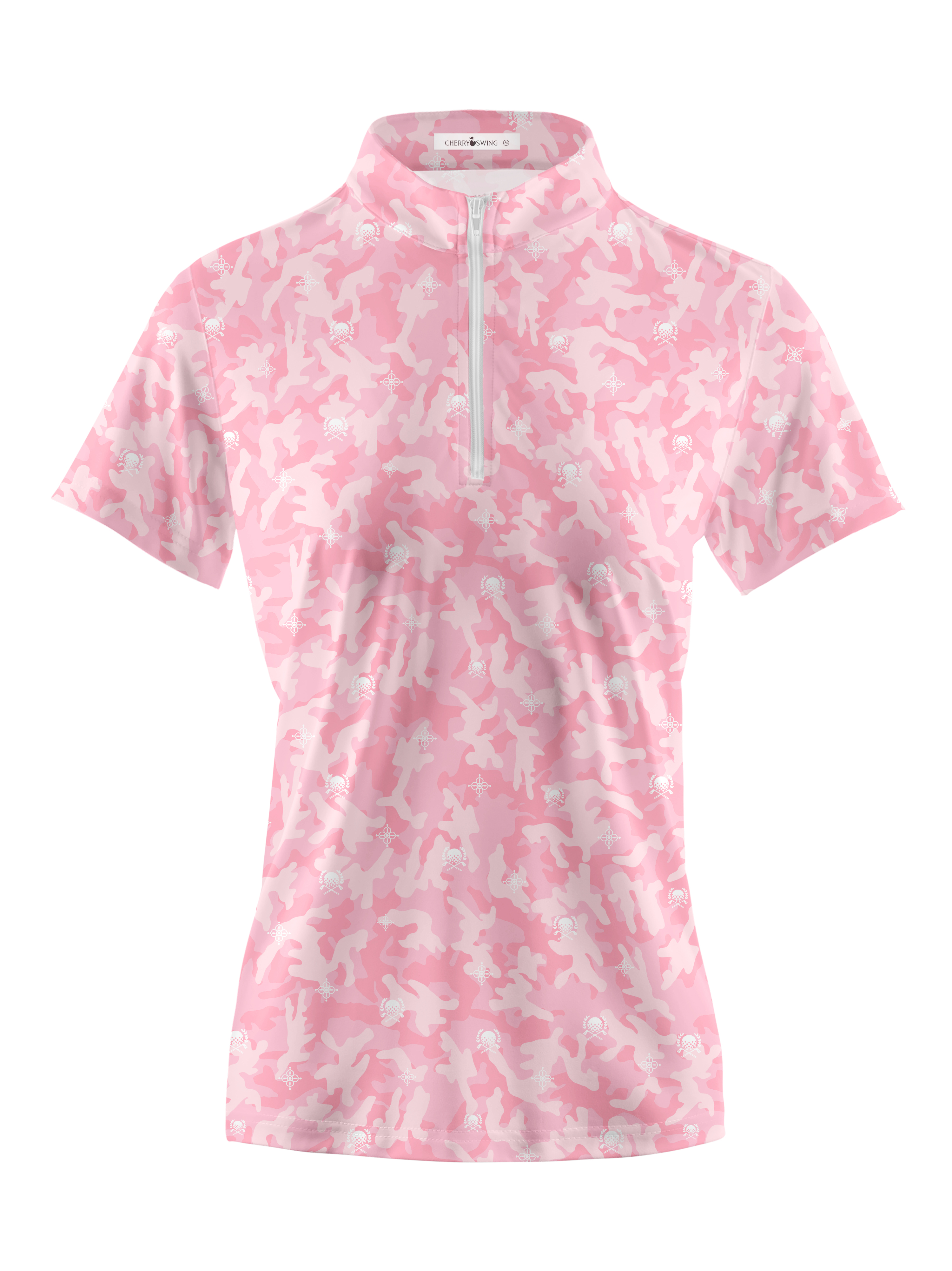 Cherryswing Women's Pink Camouflage Short Sleeve Golf Shirt
