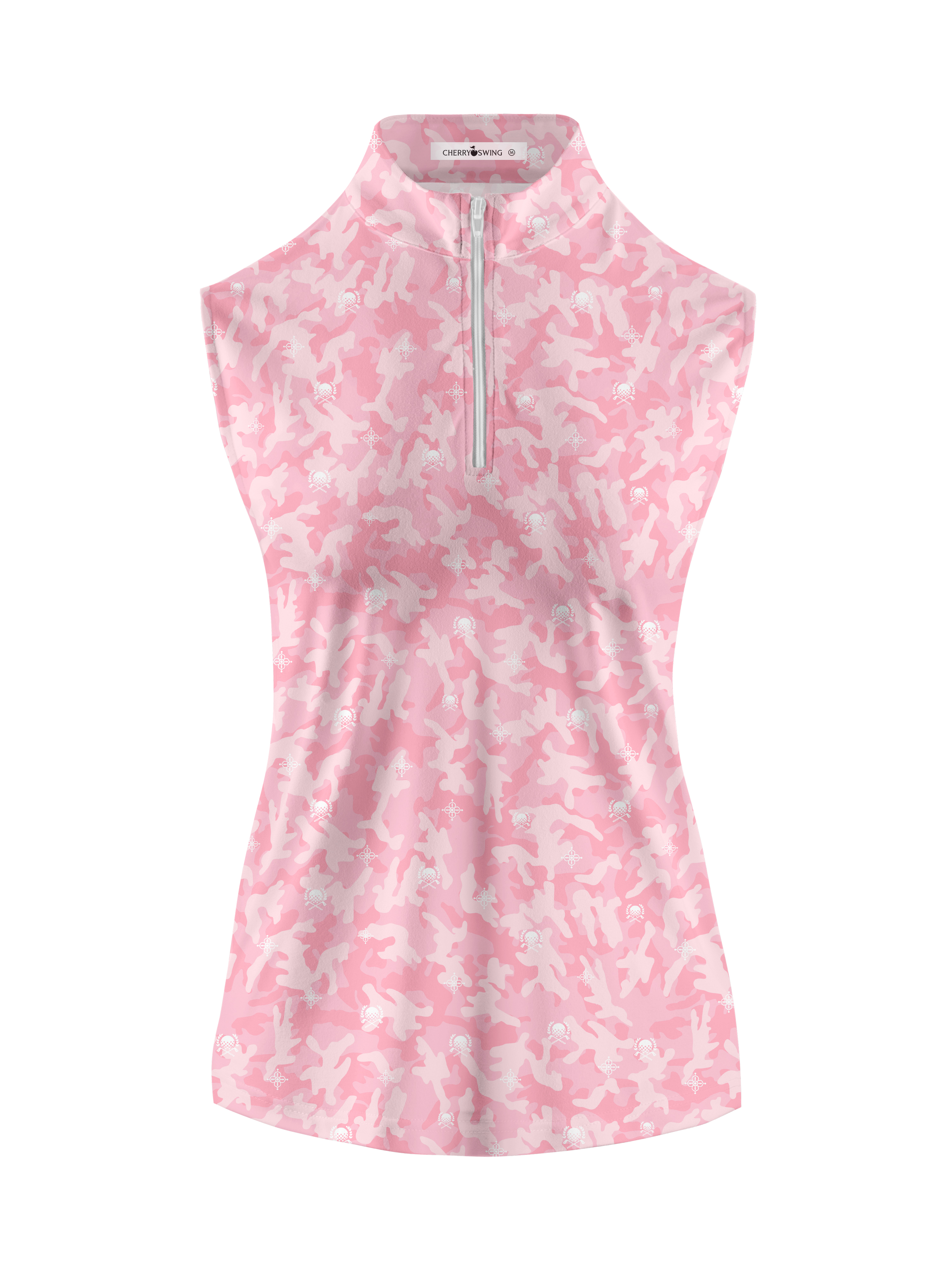 Cherryswing Women's Pink Camouflage Sleeveless Golf Shirt