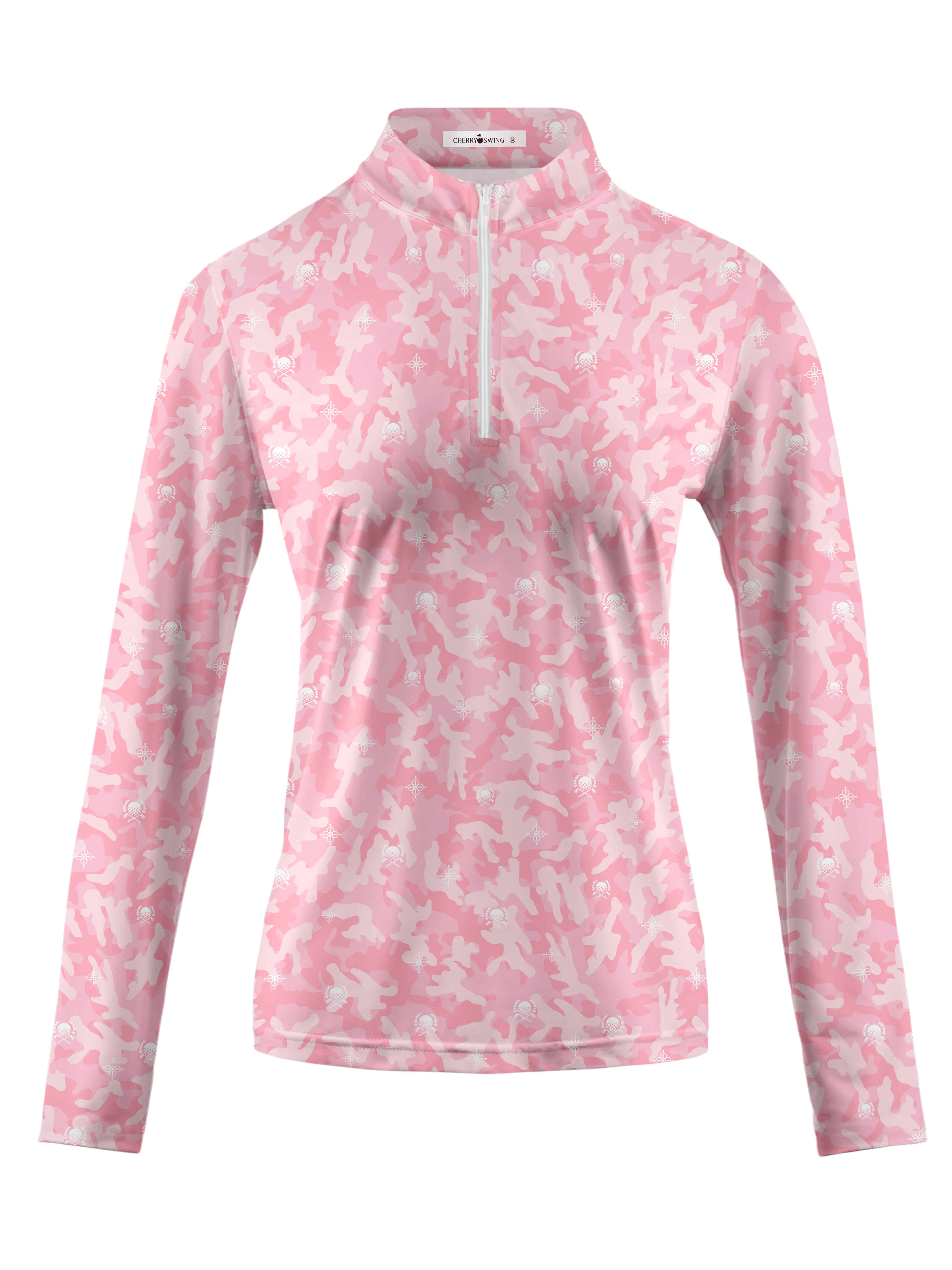 Cherryswing Women's Pink Camouflage Long Sleeve Golf Shirt