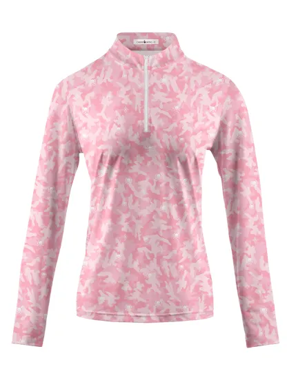 Cherryswing Women's Pink Camouflage Long Sleeve Golf Shirt