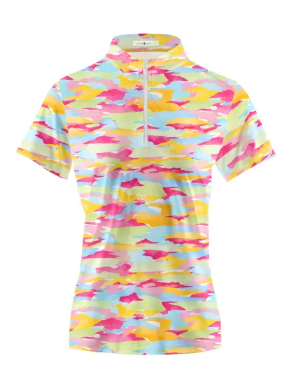 Cherryswing Women's Vibrant Camouflage Short Sleeve Golf Shirt