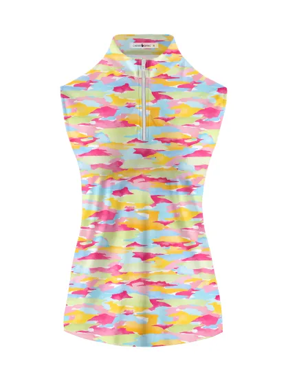 Cherryswing Women's Vibrant Camouflage Sleeveless Golf Shirt