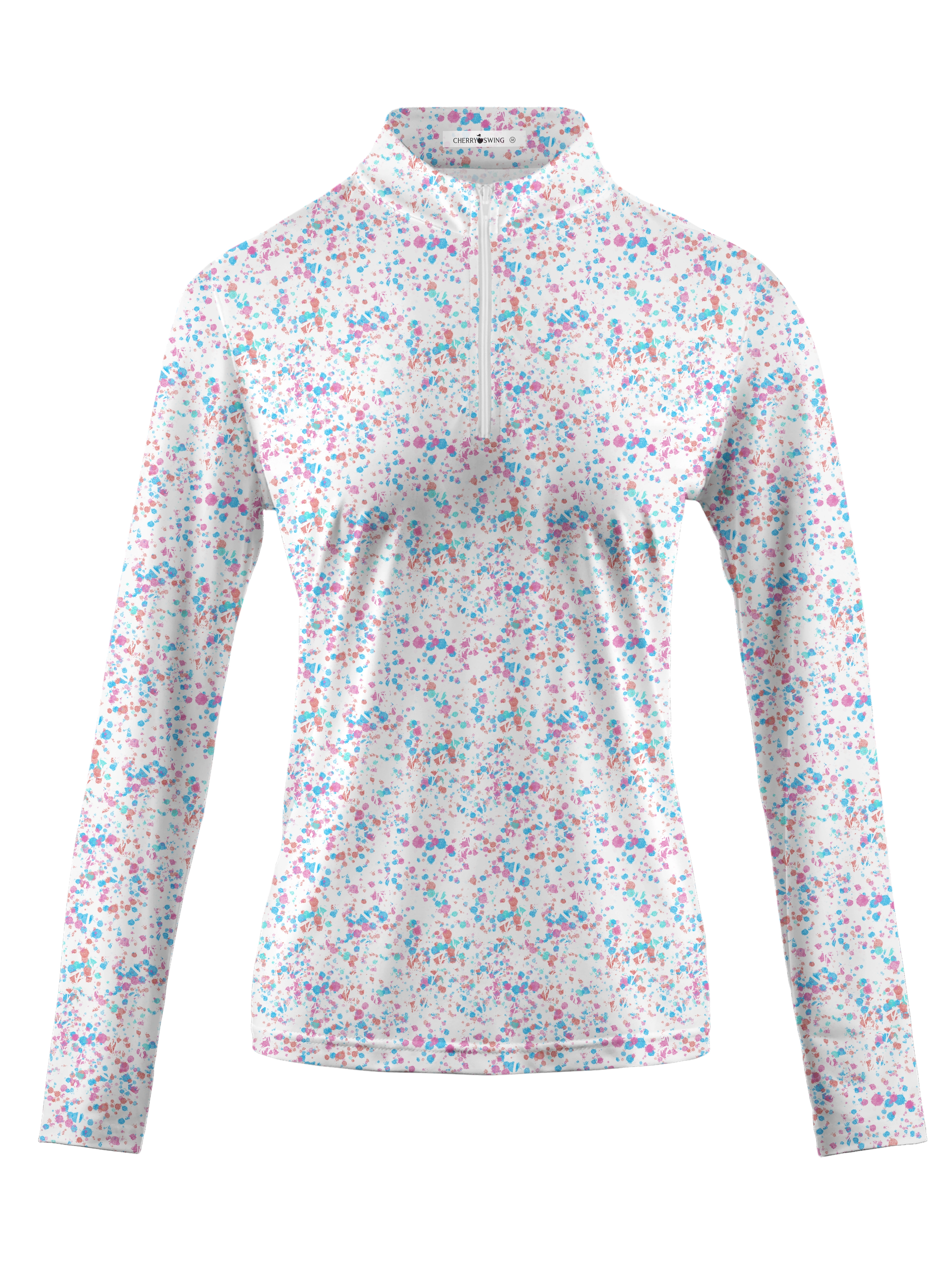 Cherryswing Women's Ink Splash Long Sleeve Golf Polo