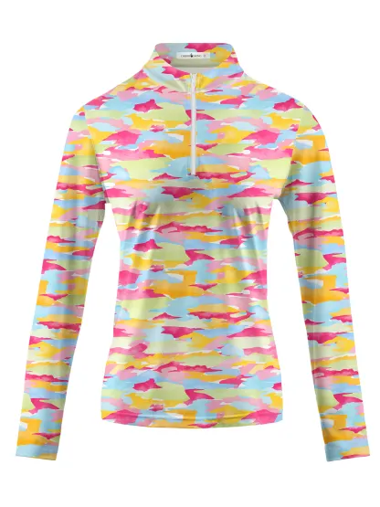 Cherryswing Women's Vibrant Camouflage Long Sleeve Golf Shirt