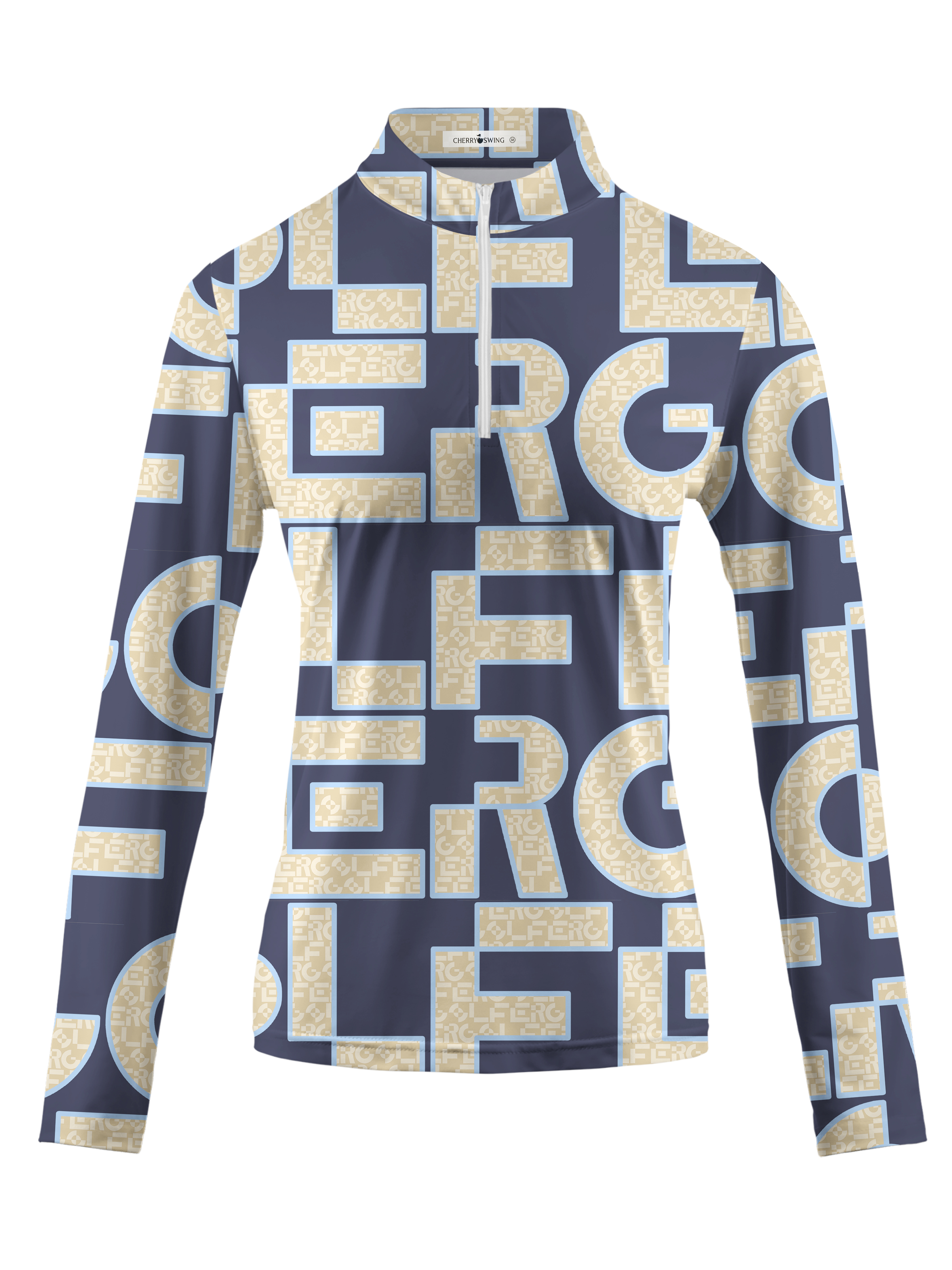 Cherryswing Women's Gradient Color FlowersLong Sleeve Golf Polo