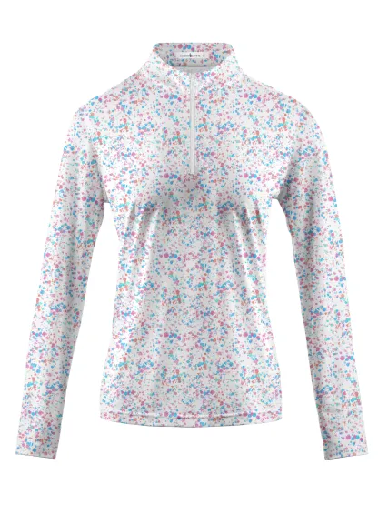 Cherryswing Women's Ink Splash Long Sleeve Golf Polo