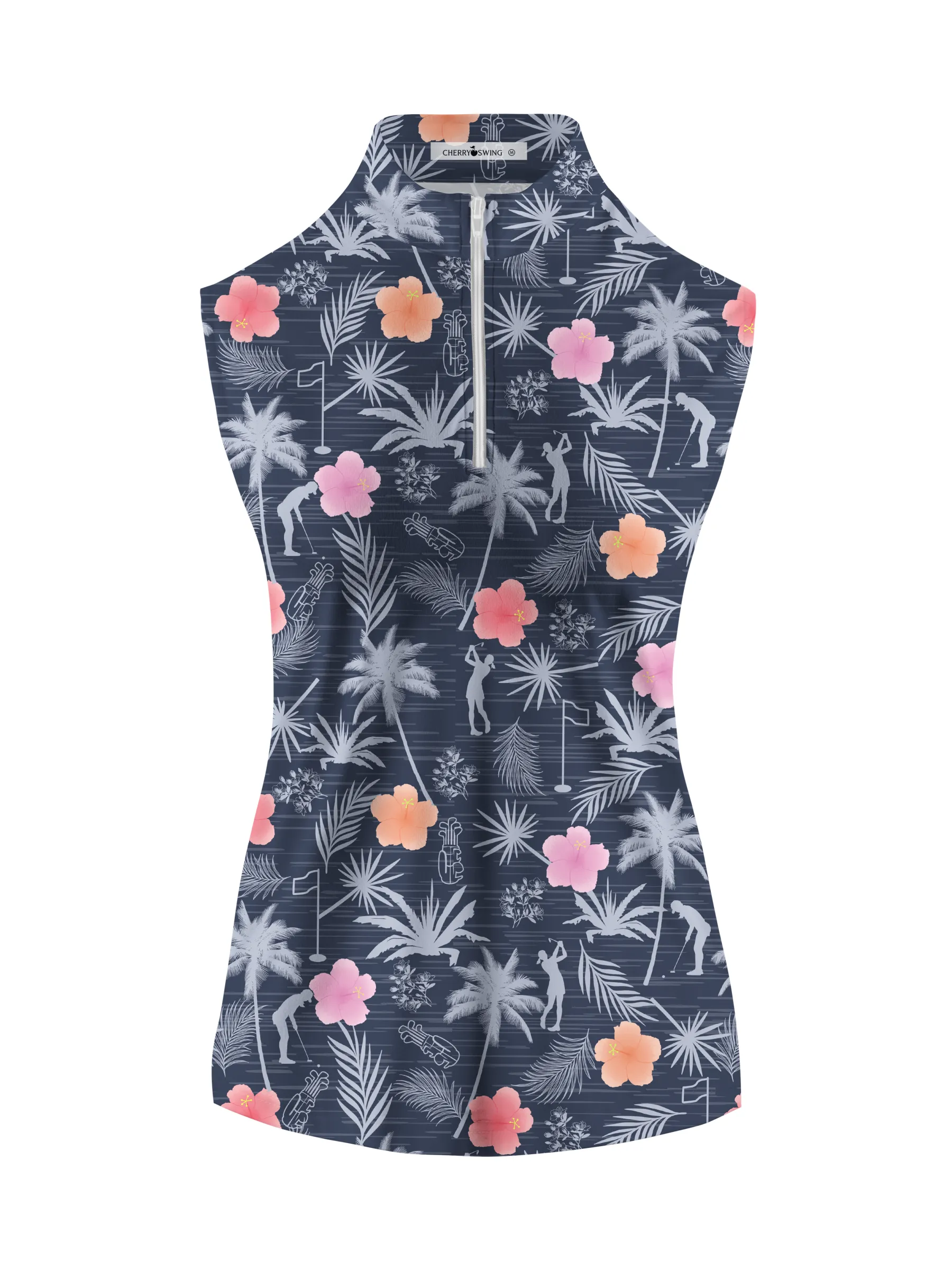 Cherryswing Women's Tropical Green Sleeveless Golf Shirt