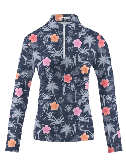 Cherryswing Women's Tropical Green Long Sleeve Golf Shirt