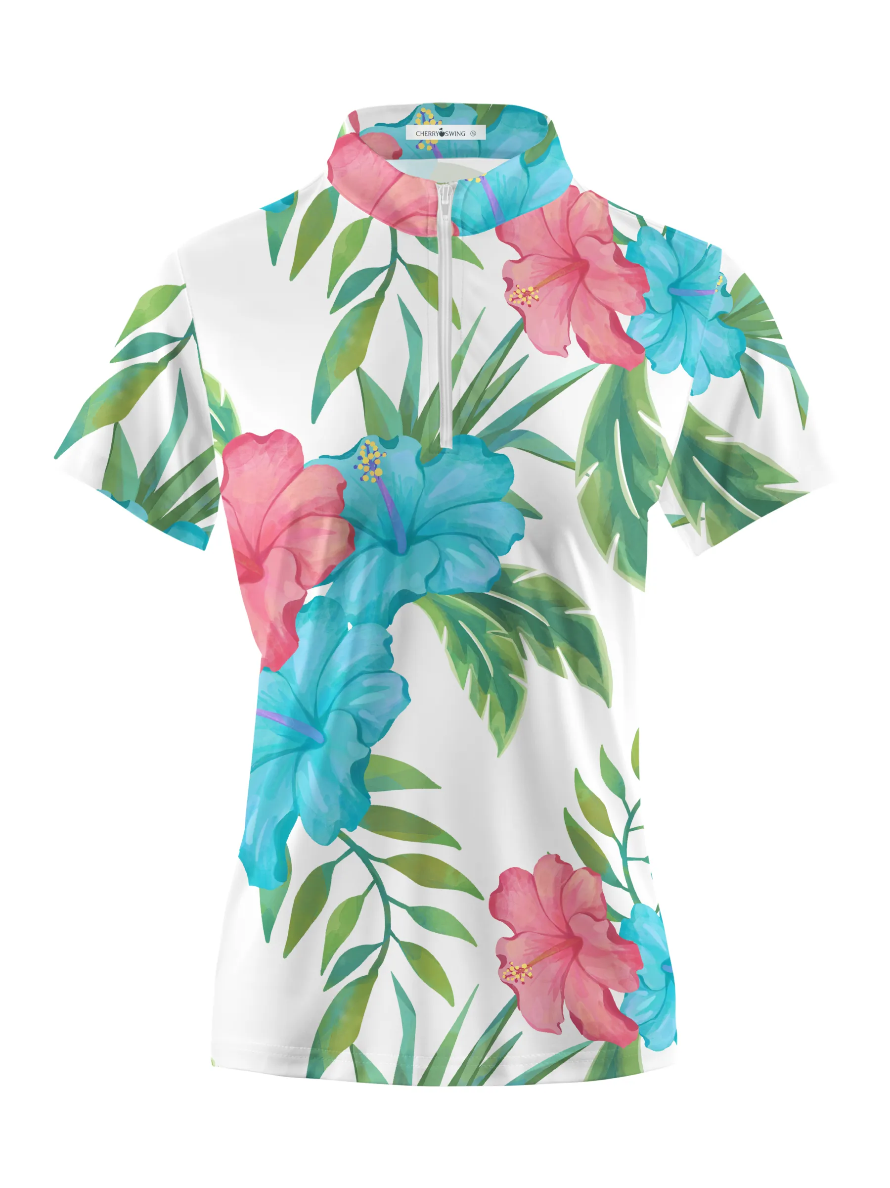 Cherryswing Women's Tropical Garden Short Sleeve Golf Shirt