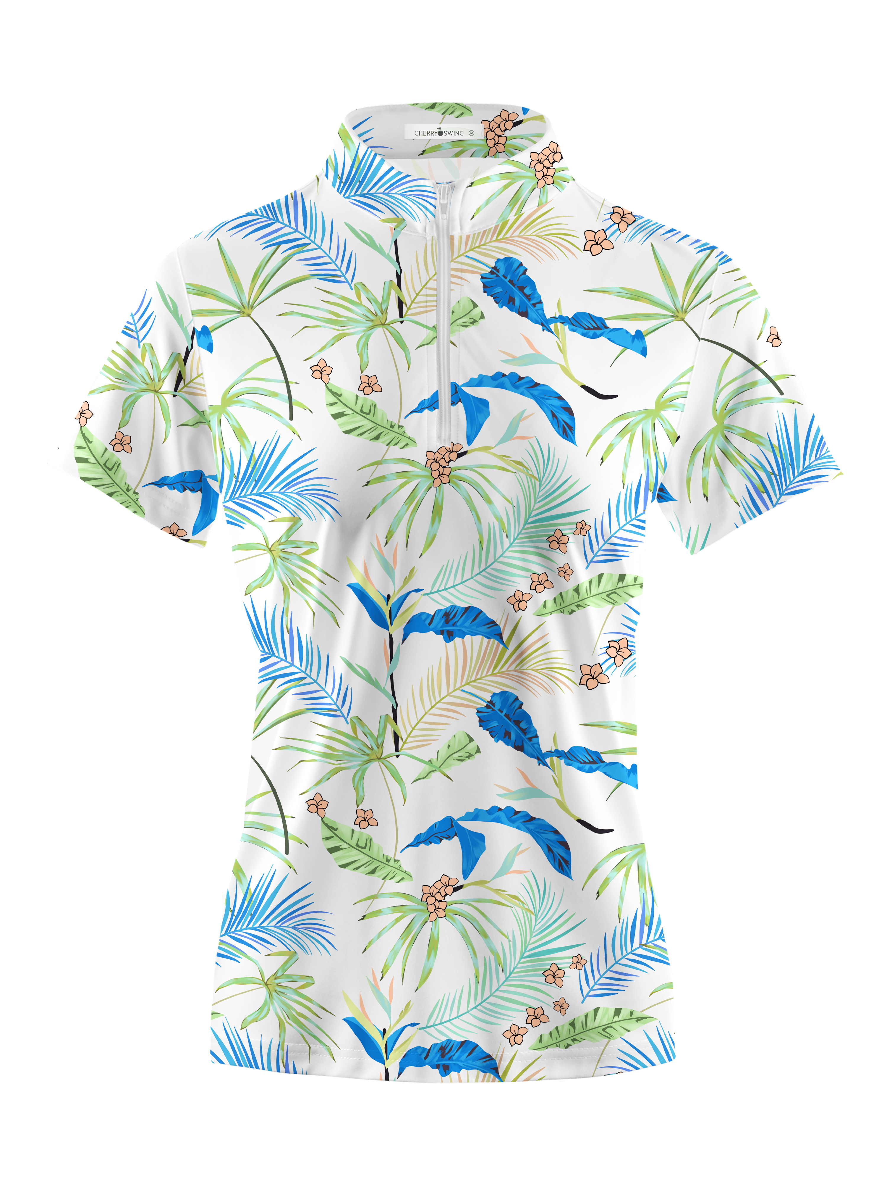 Cherryswing Women's Whimsy Palms Short Sleeve Golf Shirt