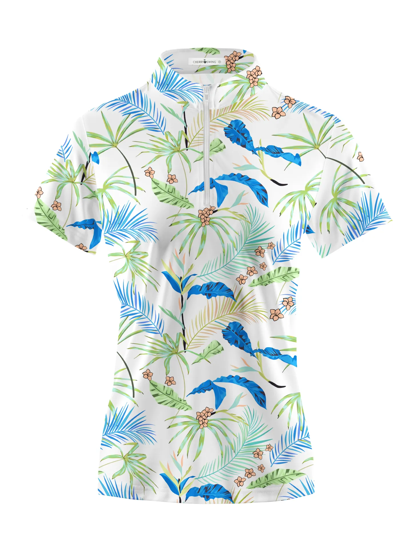 Cherryswing Women's Whimsy Palms Short Sleeve Golf Shirt