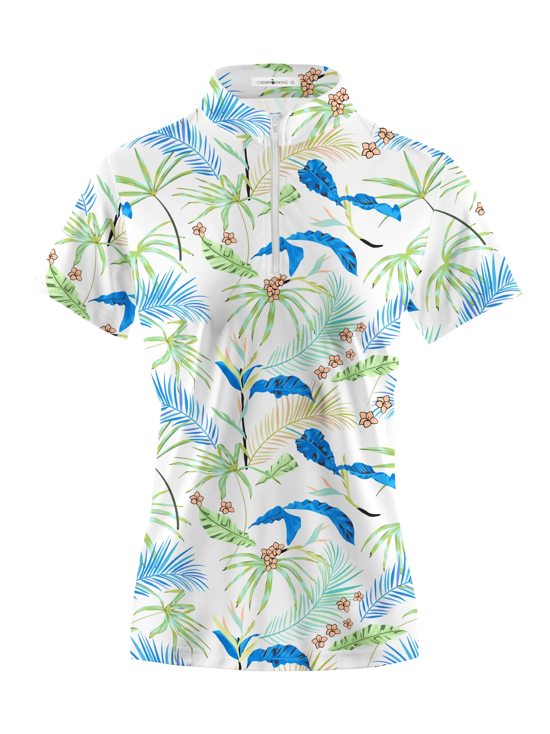 Cherryswing Women's Whimsy Palms Short Sleeve Golf Shirt