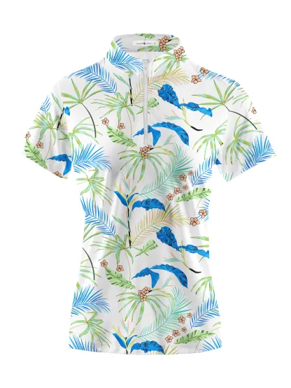 Cherryswing Women's Whimsy Palms Short Sleeve Golf Shirt