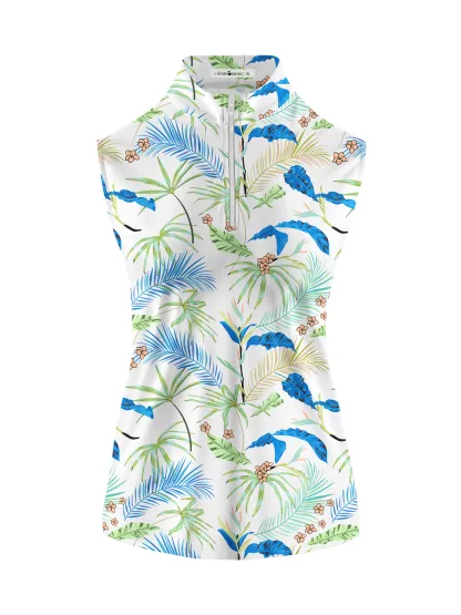 Cherryswing Women's Whimsy Palms Sleeveless Golf Shirt