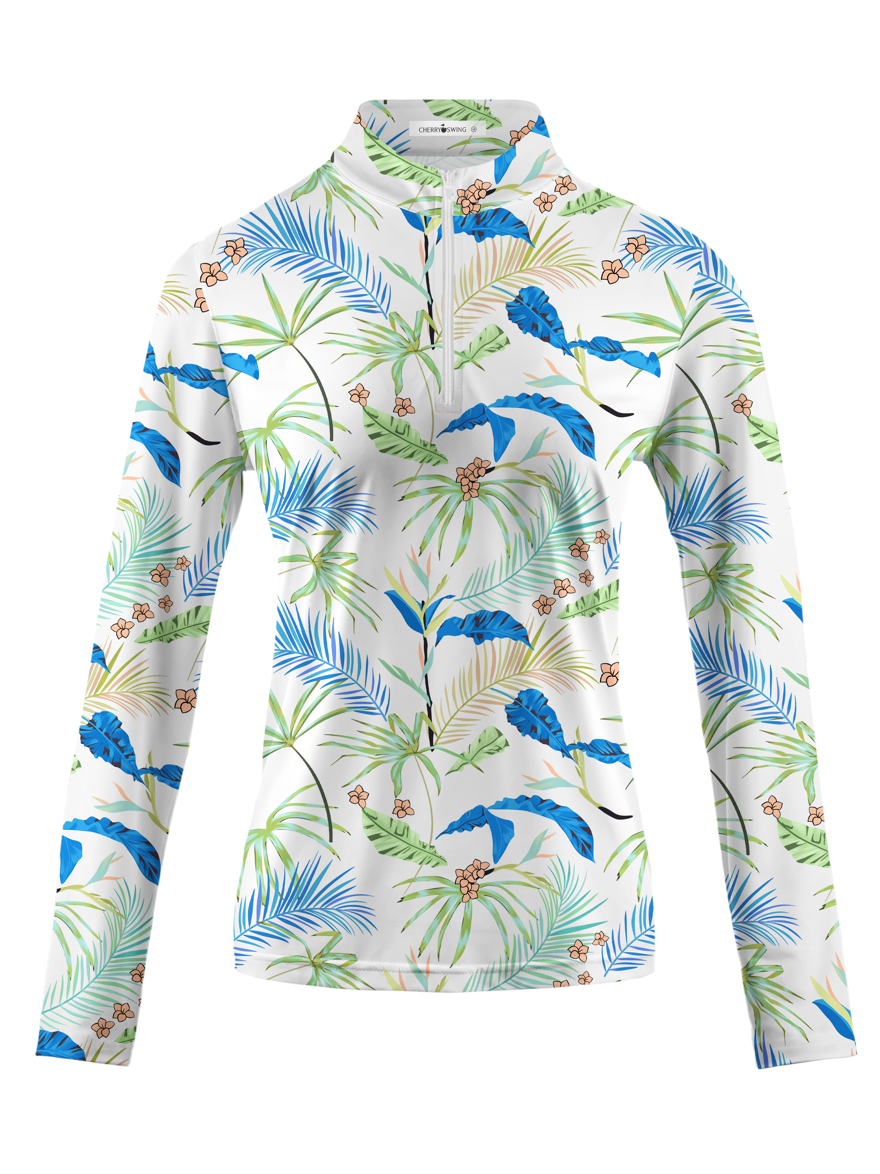 Cherryswing Women's Whimsy Palms Long Sleeve Golf Shirt
