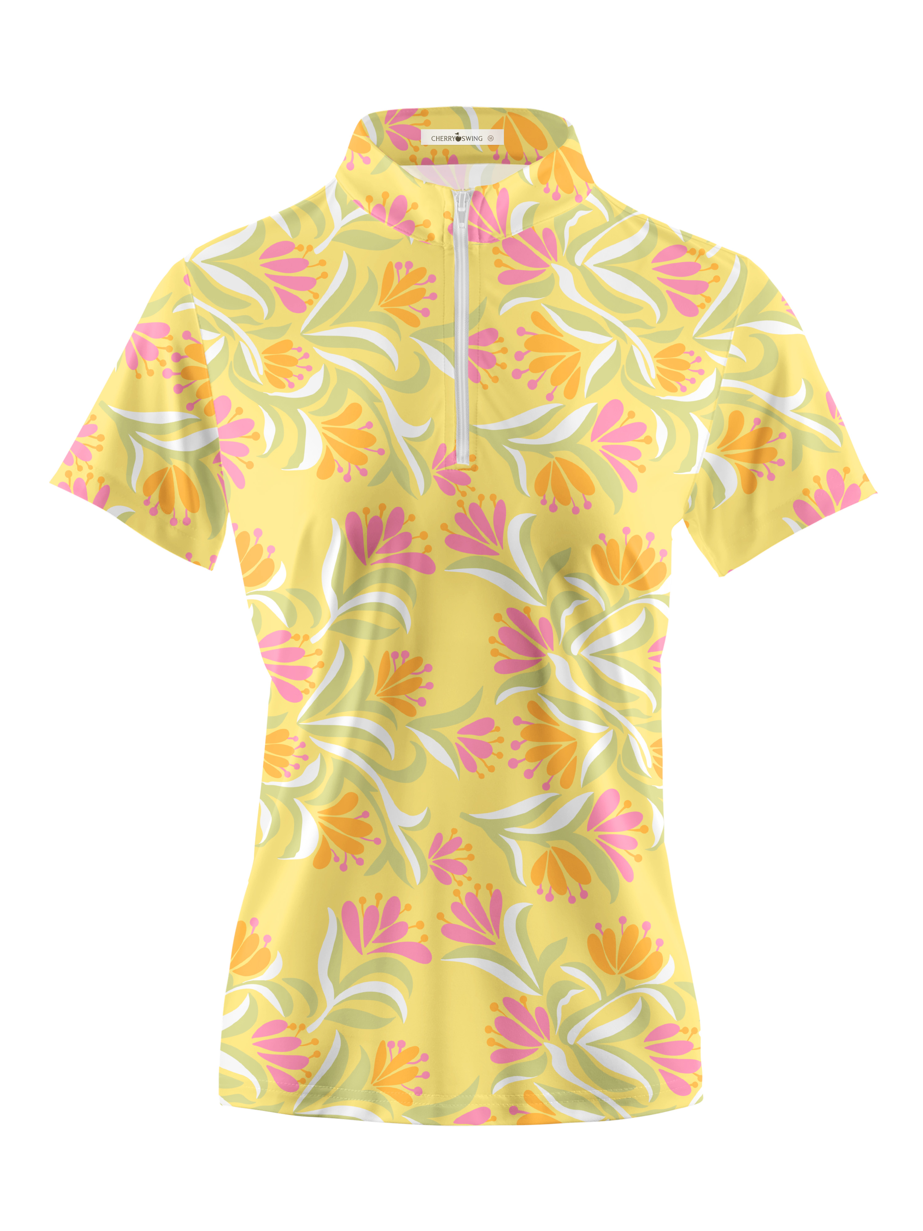 Cherryswing Women's Tropical Bloom Short Sleeve Golf Shirt