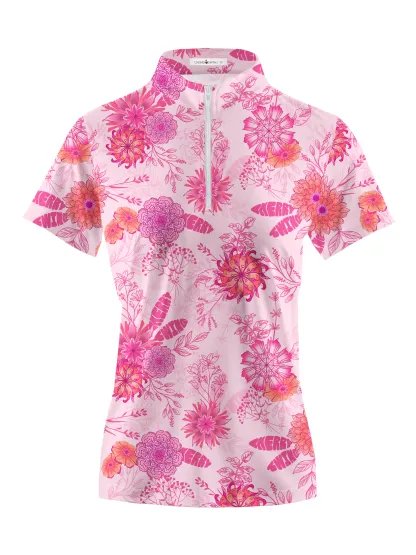 Cherryswing Women's Cherry Blossom Short Sleeve Golf Shirt