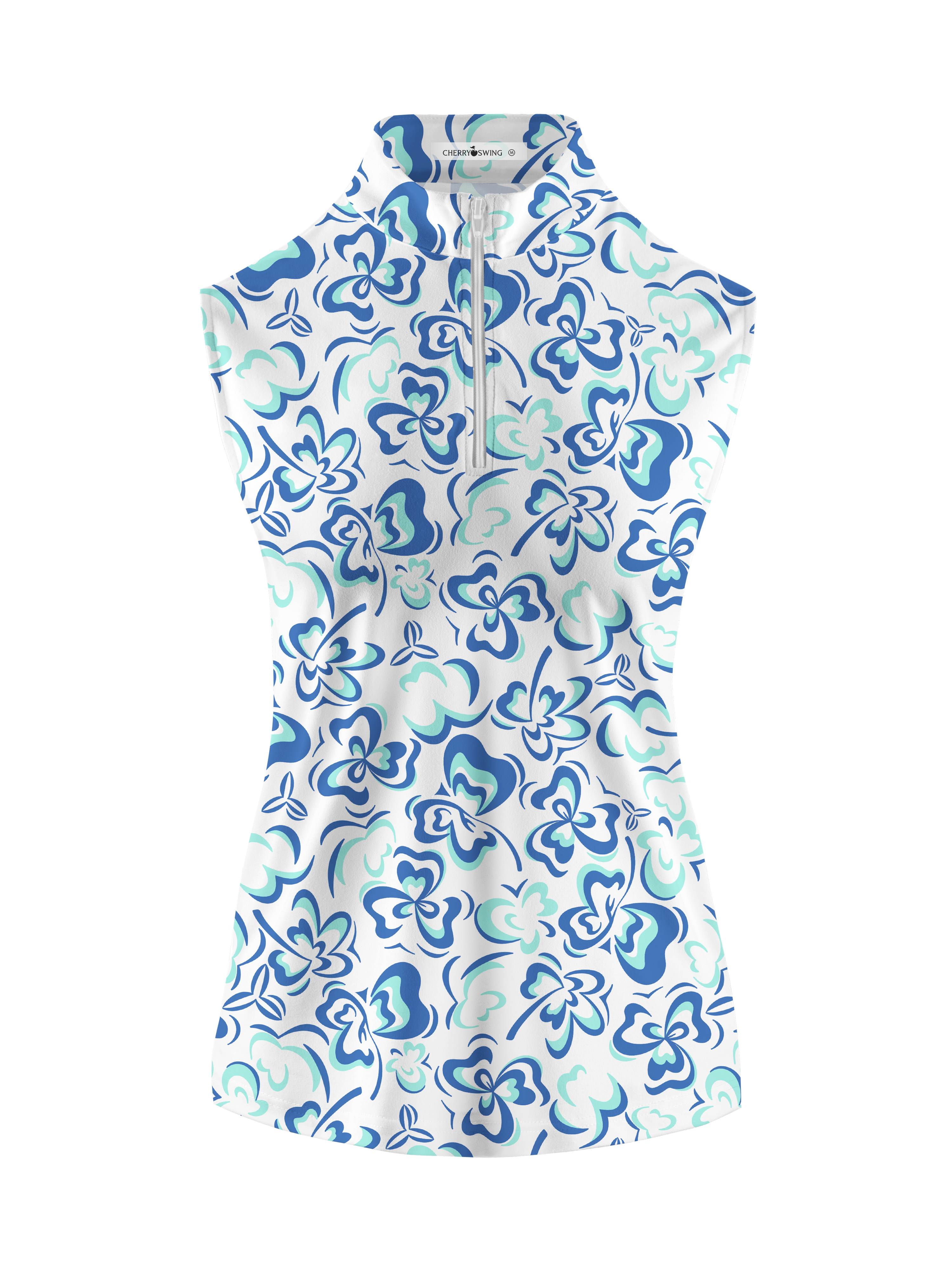 Cherryswing Women's Delicate Flower Pattern Sleeveless Golf Shirt