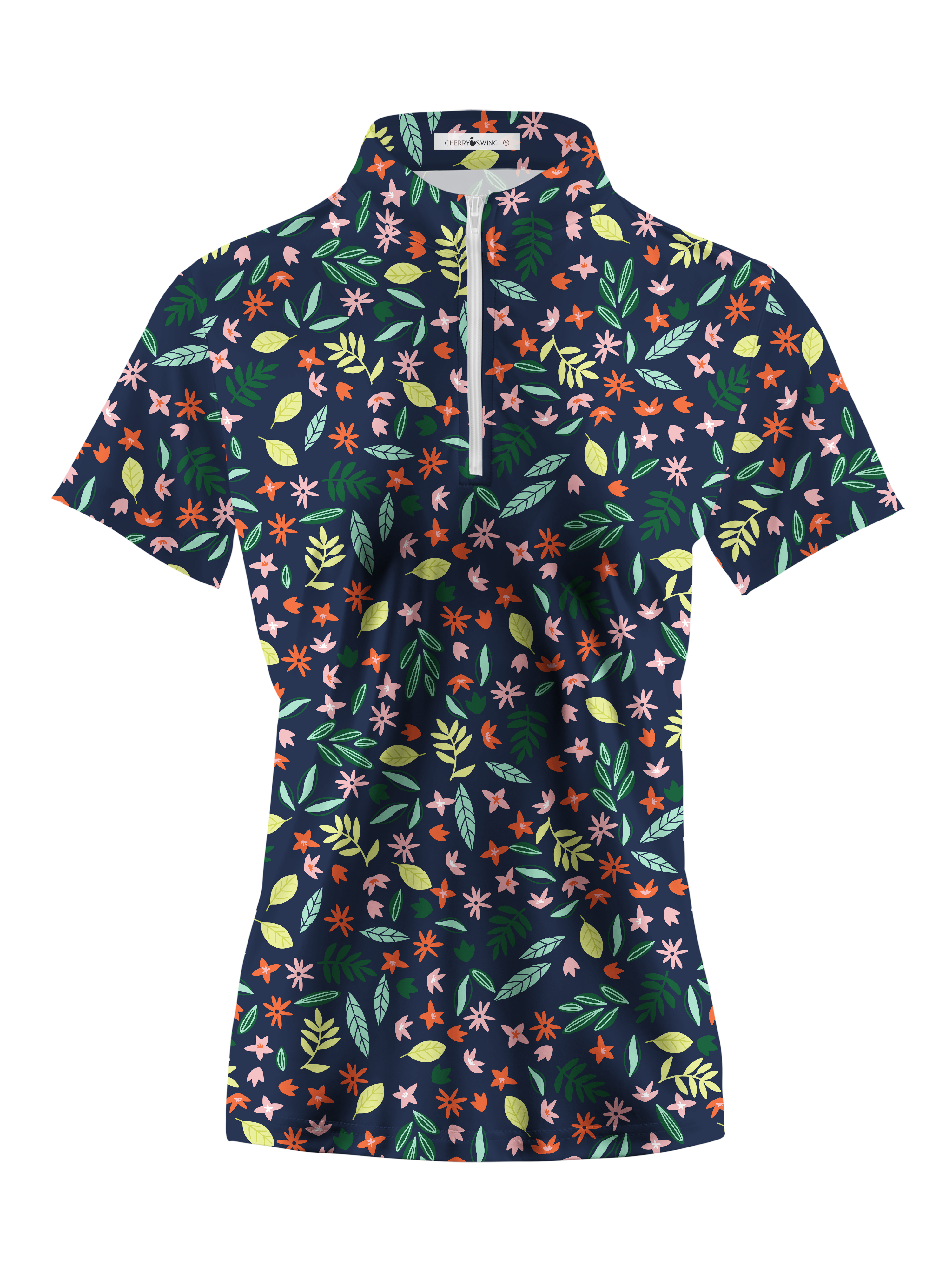Cherryswing Women's Floral Print Short Sleeve Golf Shirt