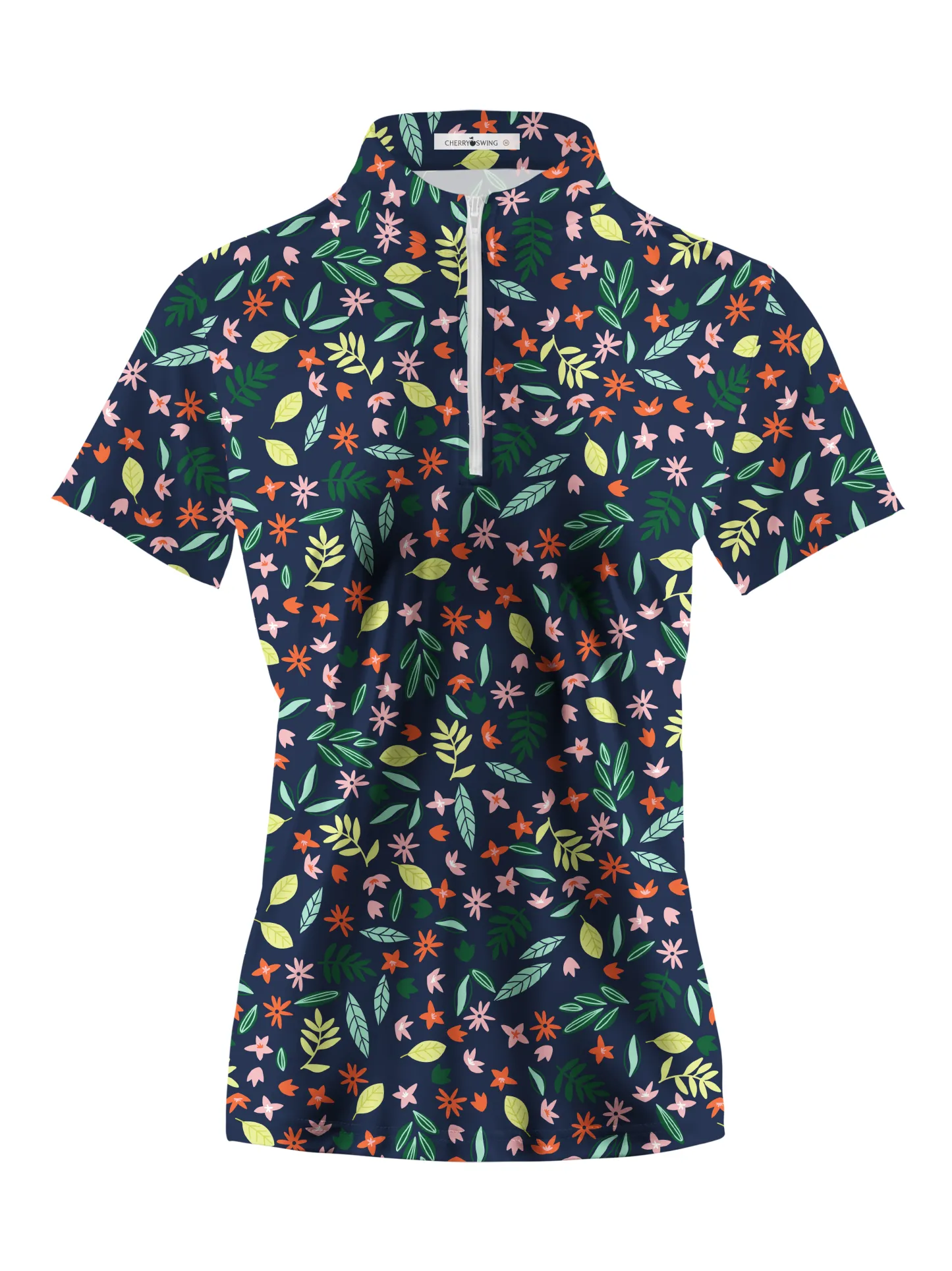 Cherryswing Women's Floral Print Short Sleeve Golf Shirt