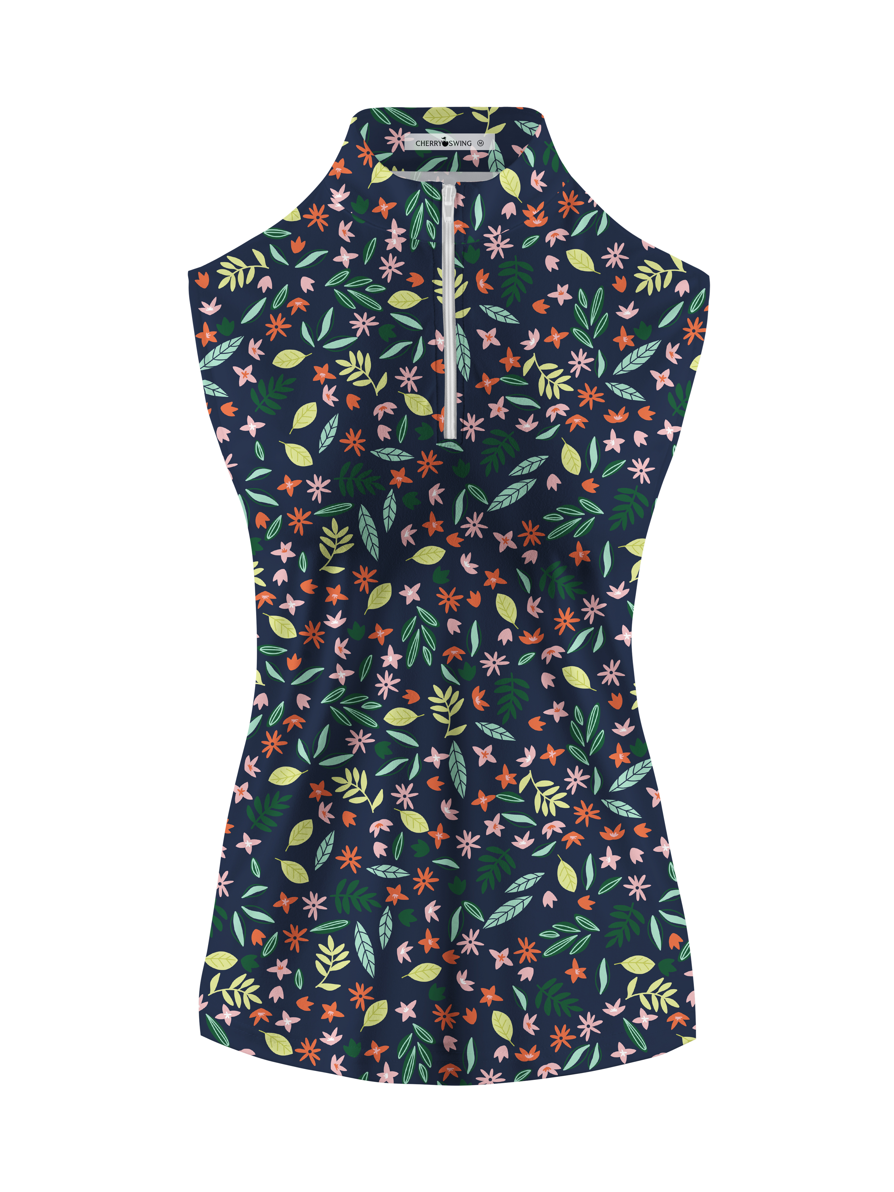 Cherryswing Women's Floral Print  Sleeveless Golf Shirt