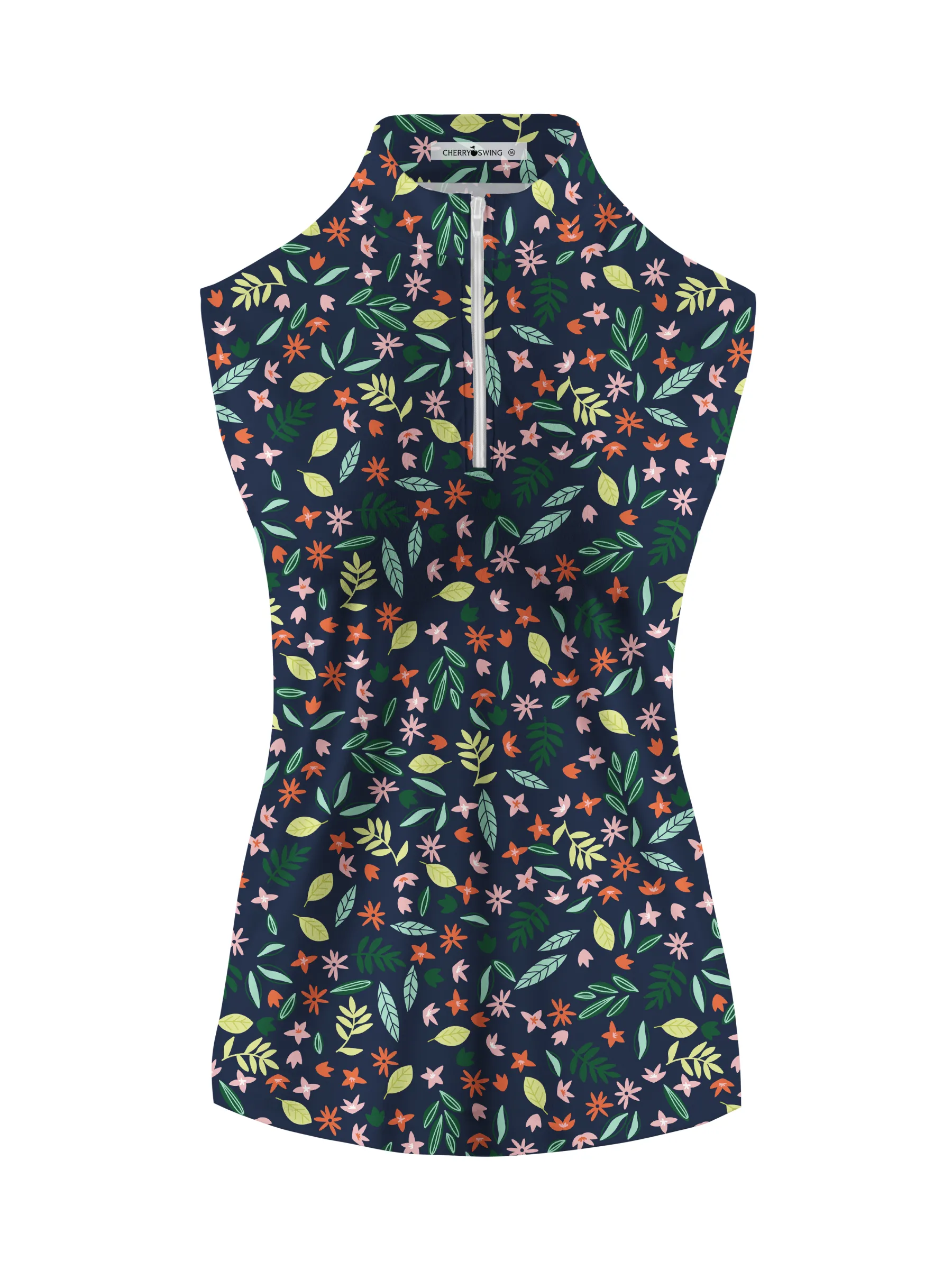 Cherryswing Women's Floral Print  Sleeveless Golf Shirt