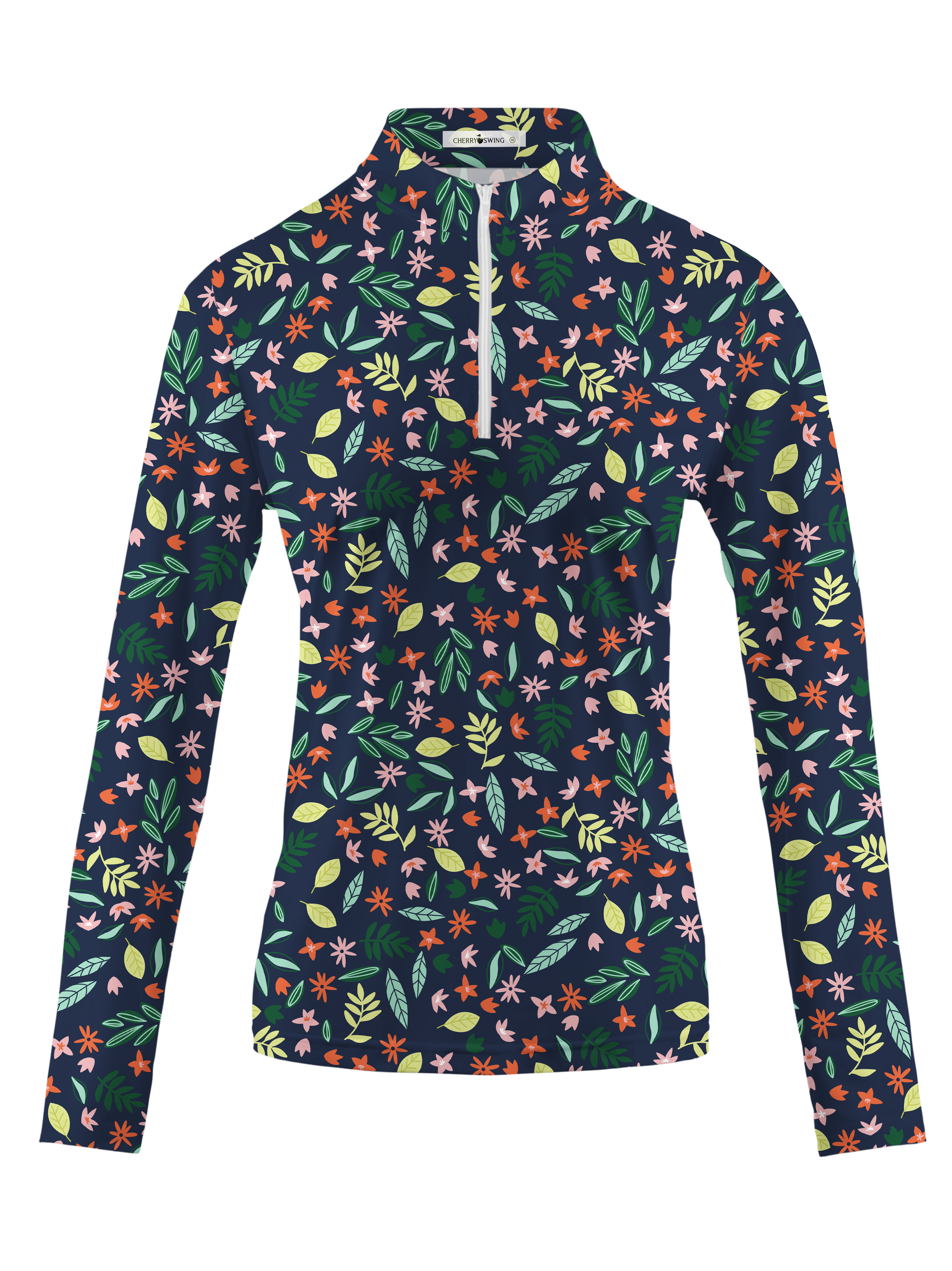 Cherryswing Women's Floral Print Long Sleeve Golf Shirt