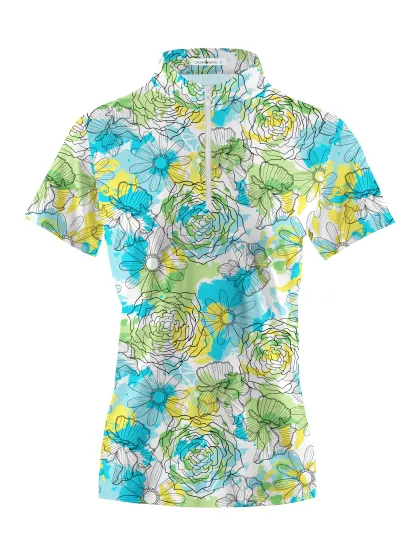 Cherryswing Women's Floral Pattern Short Sleeve Golf Shirt