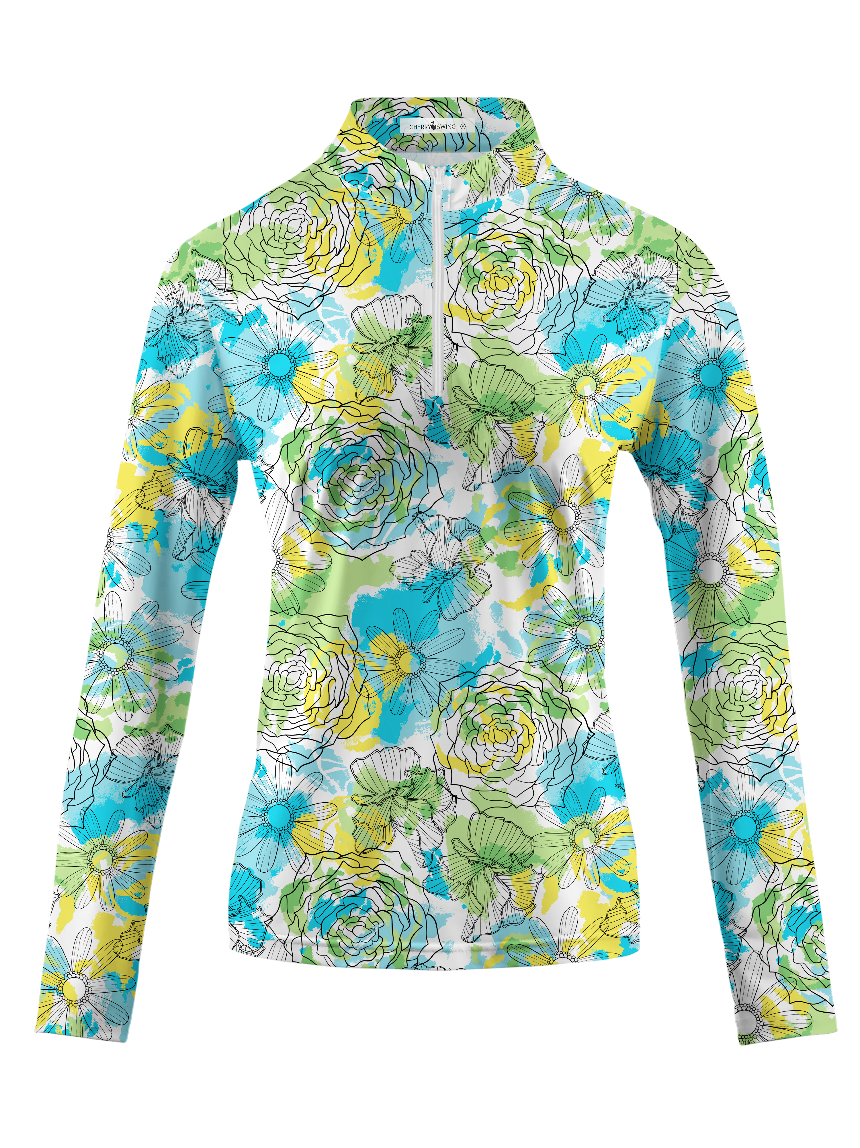 Cherryswing Women's Floral Pattern Long Sleeve Golf Shirt