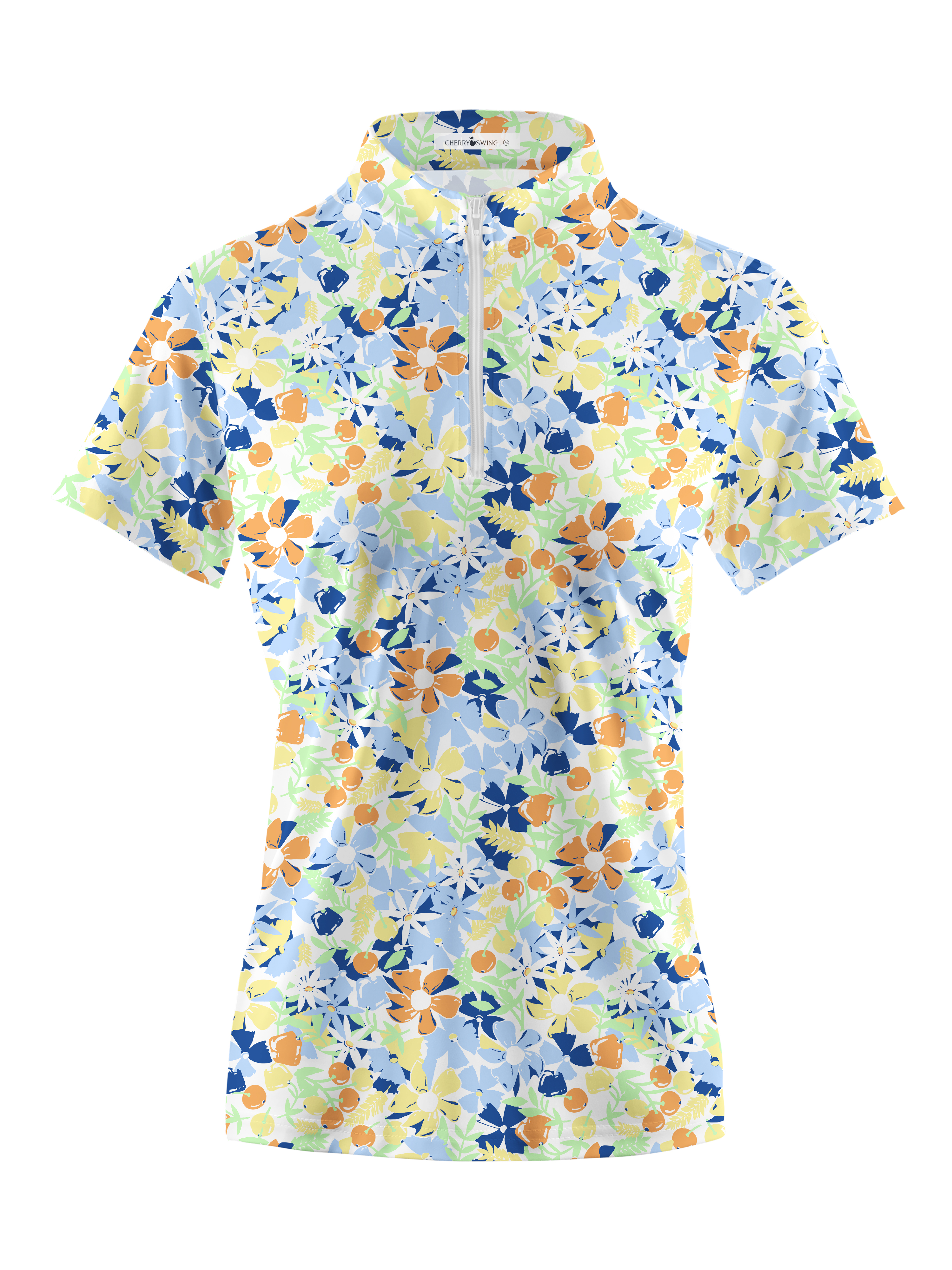 Cherryswing Women's Wildflowers Pattern Short Sleeve Golf Shirt