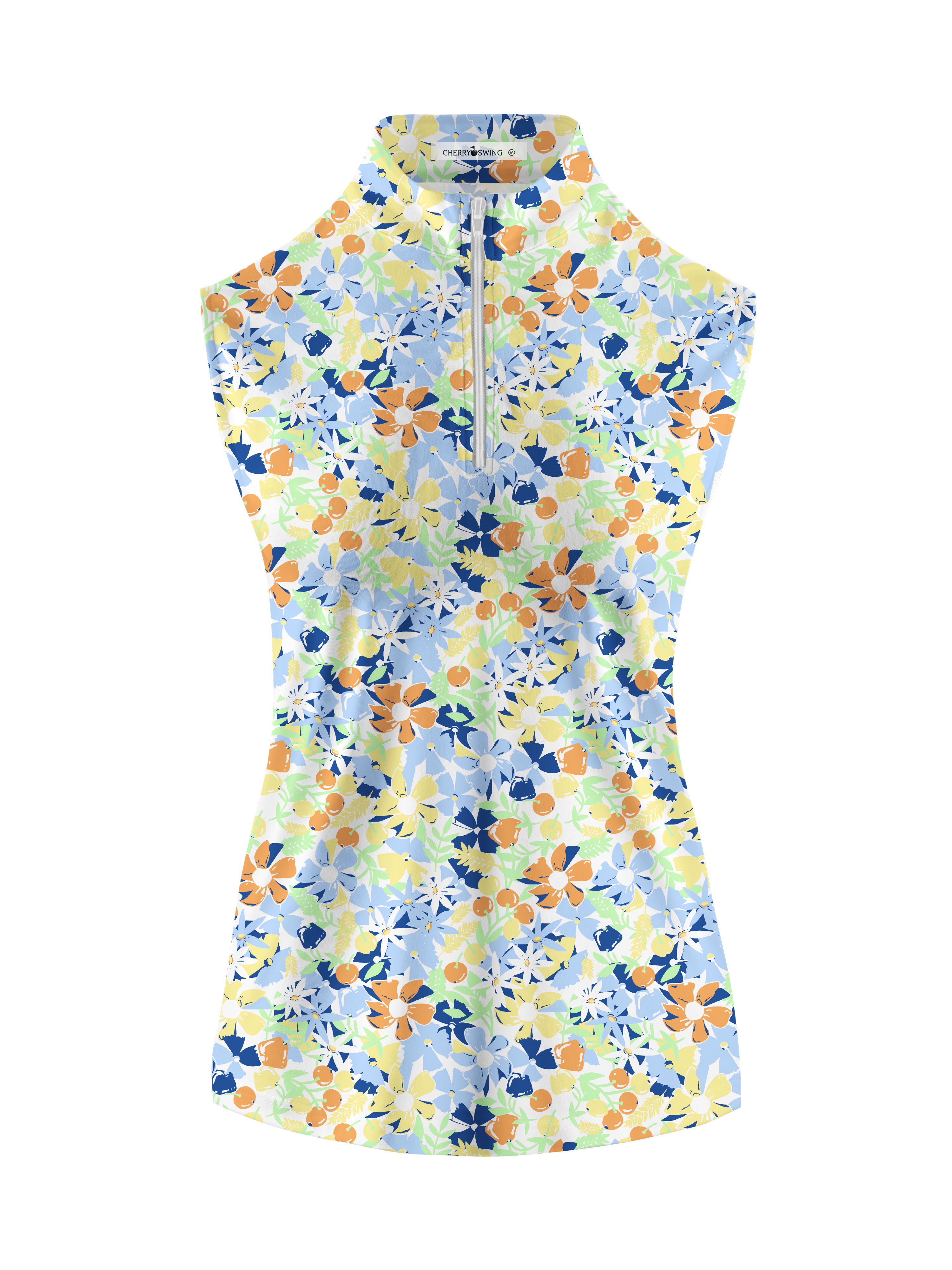 Cherryswing Women's Wildflowers Pattern Sleeveless Golf Shirt